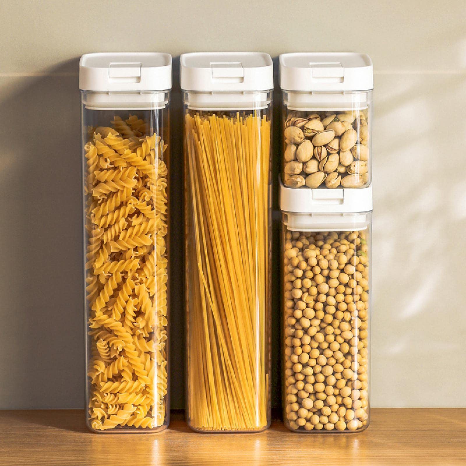 4-Piece Airtight Food Storage Container Set - BPA-Free Plastic Kitchen Organizer for Cereals, Snacks & Dry Goods - Moisture-Proof & Stackable Design - Perfect for Pantry, Office & Meal Prep