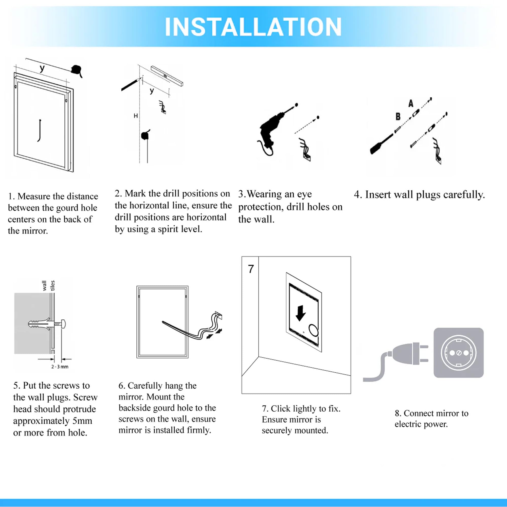 36 x 48 Inch LED Bathroom Vanity Mirror with Adjustable Lighting (3000K-6000K CCT) - 90+ CRI, Anti-Fog, Touch Control, Inner Window Design - Perfect for Modern Bathrooms, Dressing Rooms & Makeup Areas