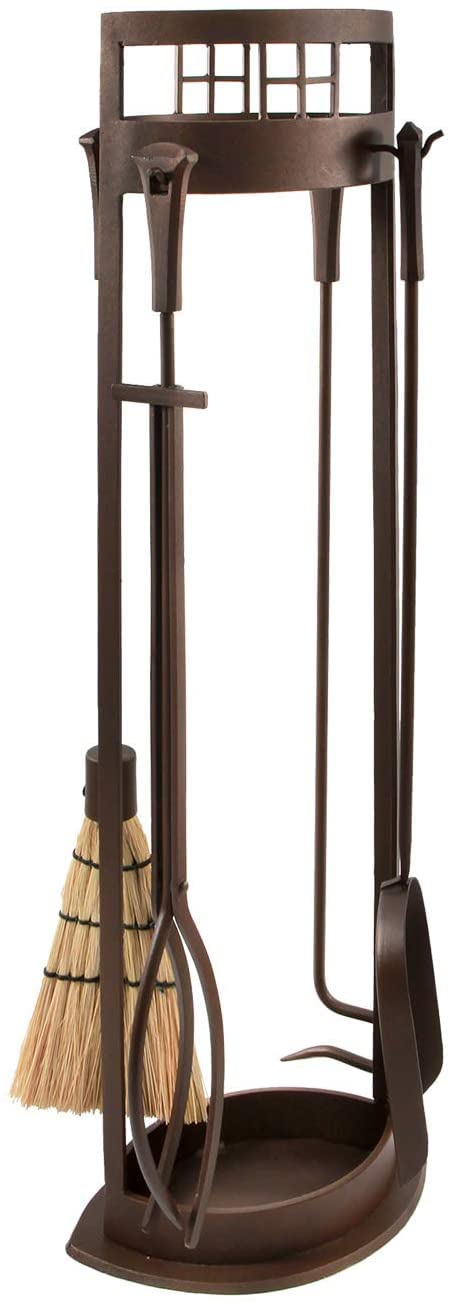 5-Piece Decorative Fireplace Tool Set - Handcrafted Iron Fireplace Accessories for Home & Hearth - Perfect for Living Room, Patio, and Outdoor Fire Pits