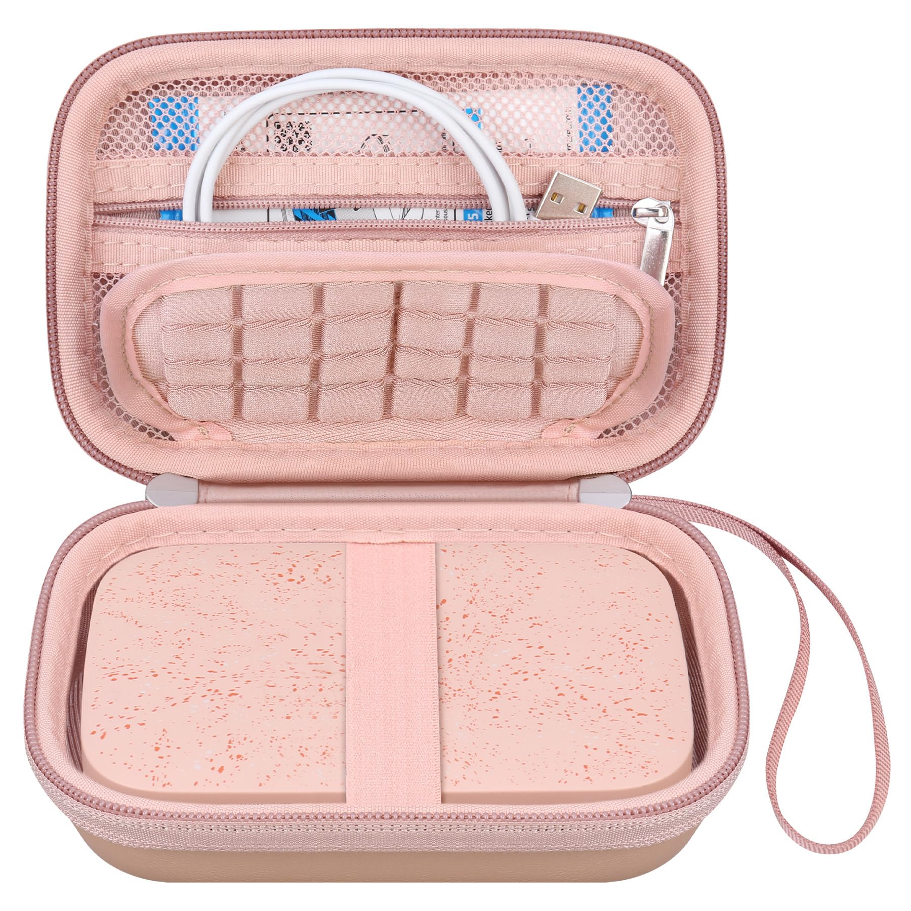 Canboc Hard Case for HP Sprocket 2x3 Portable Instant Photo Printer - Protective Storage with Zipper Mesh Pocket for Photo Paper & Cables (Rose Gold) | Perfect for Travel, Home & Office Use
