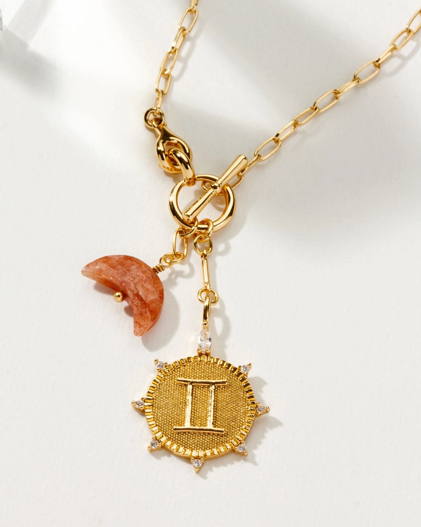 Sunstone Necklace for Gemini Zodiac Sign - Birthstone Jewelry Gift for Women - Perfect for Birthday, Anniversary & Spiritual Healing