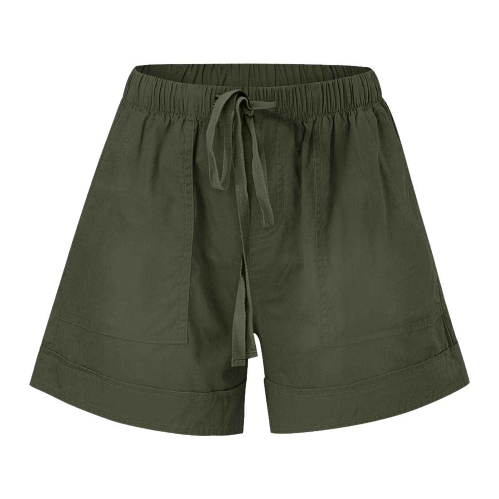 Women's Cotton Shorts with Pockets - Elastic Waist for Summer & Lounge