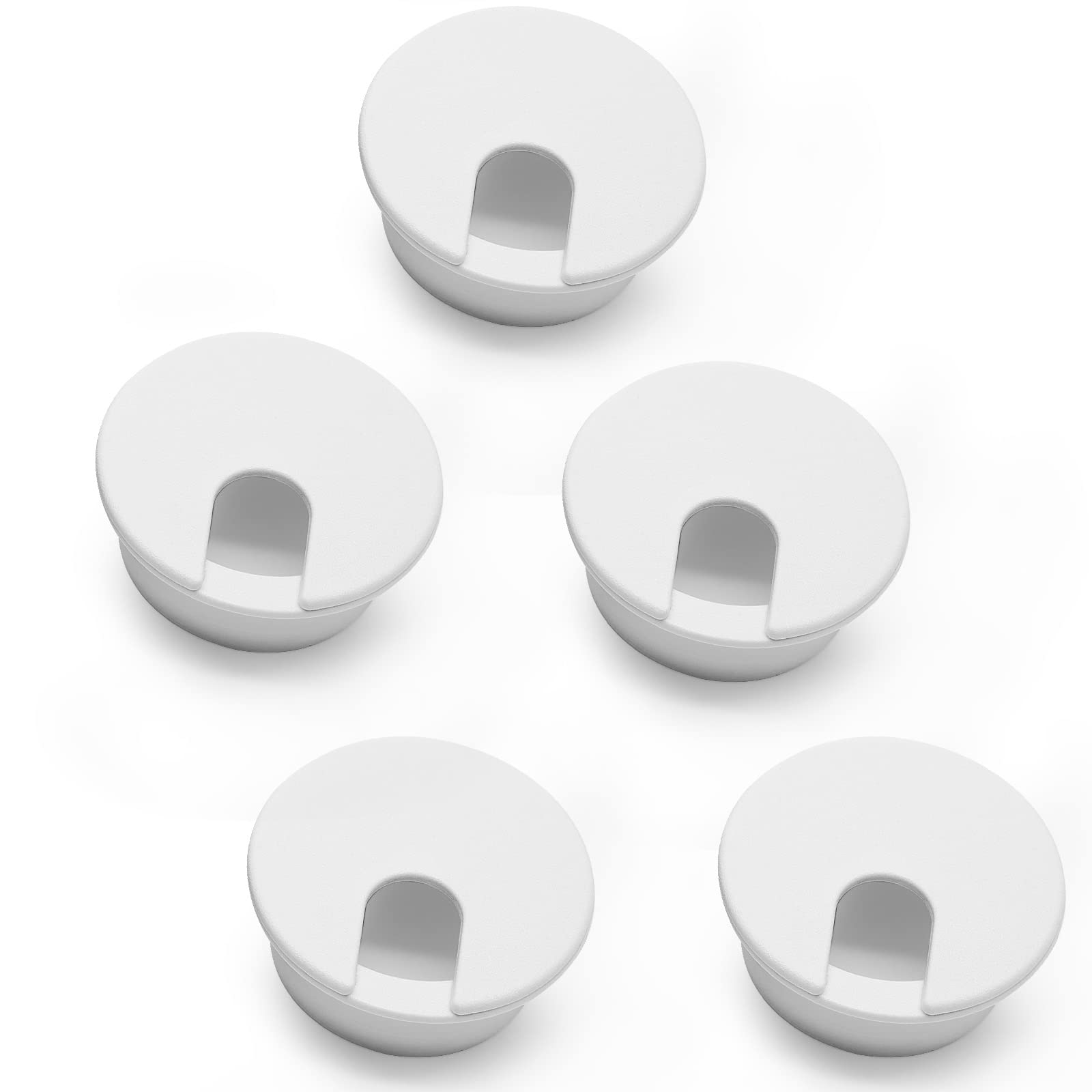 5-Pack White Desk Grommets (1 3⁄8 Inch/44mm) - Cable Hole Covers for Office PC & Computer Desk Wire Management - Perfect for Home Office, Gaming Setup & Workspace Organization