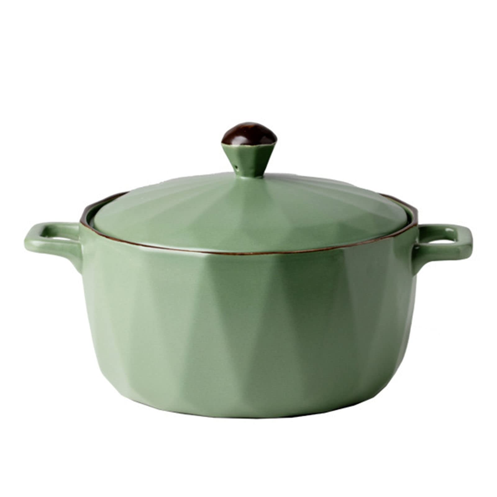 Qeeadeea 55oz Ceramic Casserole Dish with Lid - Oven, Microwave & Freezer Safe - 1600ml Round Baking Pan for Lasagna, Soup & Stews - Green Kitchen Cookware for Roasting & Serving