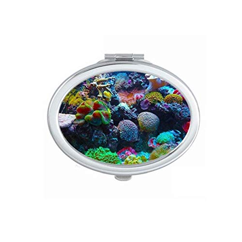 DIYthinker Ocean Coral Science Nature Picture Mirror - Portable Folding Double-Sided Makeup Mirror for Travel, Vanity & Home Decor