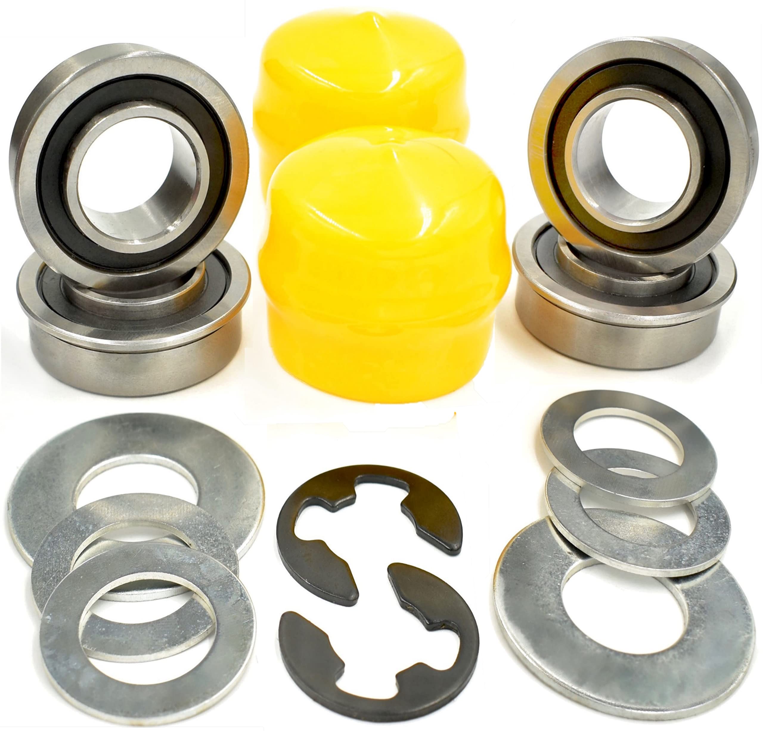John Deere D100 D105 D110 D120 D130 D140 D150 D160 D170 Front Wheel Bushing to Bearing Conversion Kit with Free Hub Caps - HD Switch Upgrade for Smoother Ride & Enhanced Durability - Perfect for Lawn Mowers, Tractors & Outdoor Power Equipment