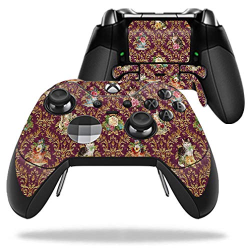 Premium Carbon Fiber Skin for Microsoft Xbox One Elite Controller - Teatime Cat Damask Design | Protective & Durable Textured Cover | Easy to Apply | Made in USA | Perfect for Gaming Protection & Custom Style