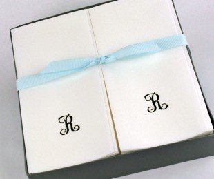 Personalized Black Script Initial R Disposable Linen Guest Hand Towels - 24 Count Gift Box Set for Weddings, Parties & Luxury Bathroom Decor