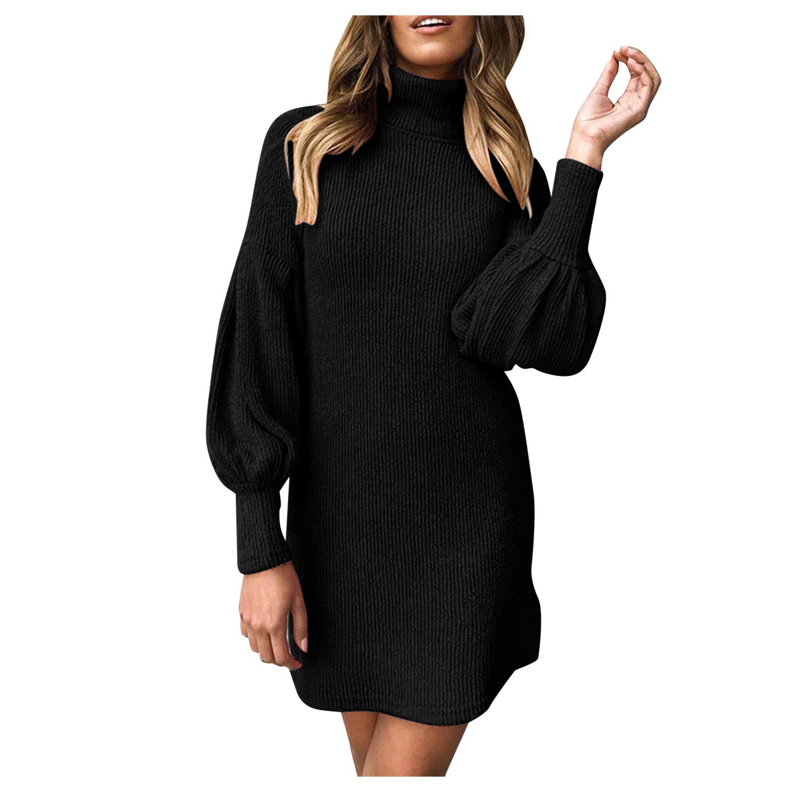 HAOREEKZ Women's Winter Turtleneck Sweater Dress - Long Sleeve Mini Jumper Dress for Women - Perfect for Holiday Parties, Office Wear & Casual Outings