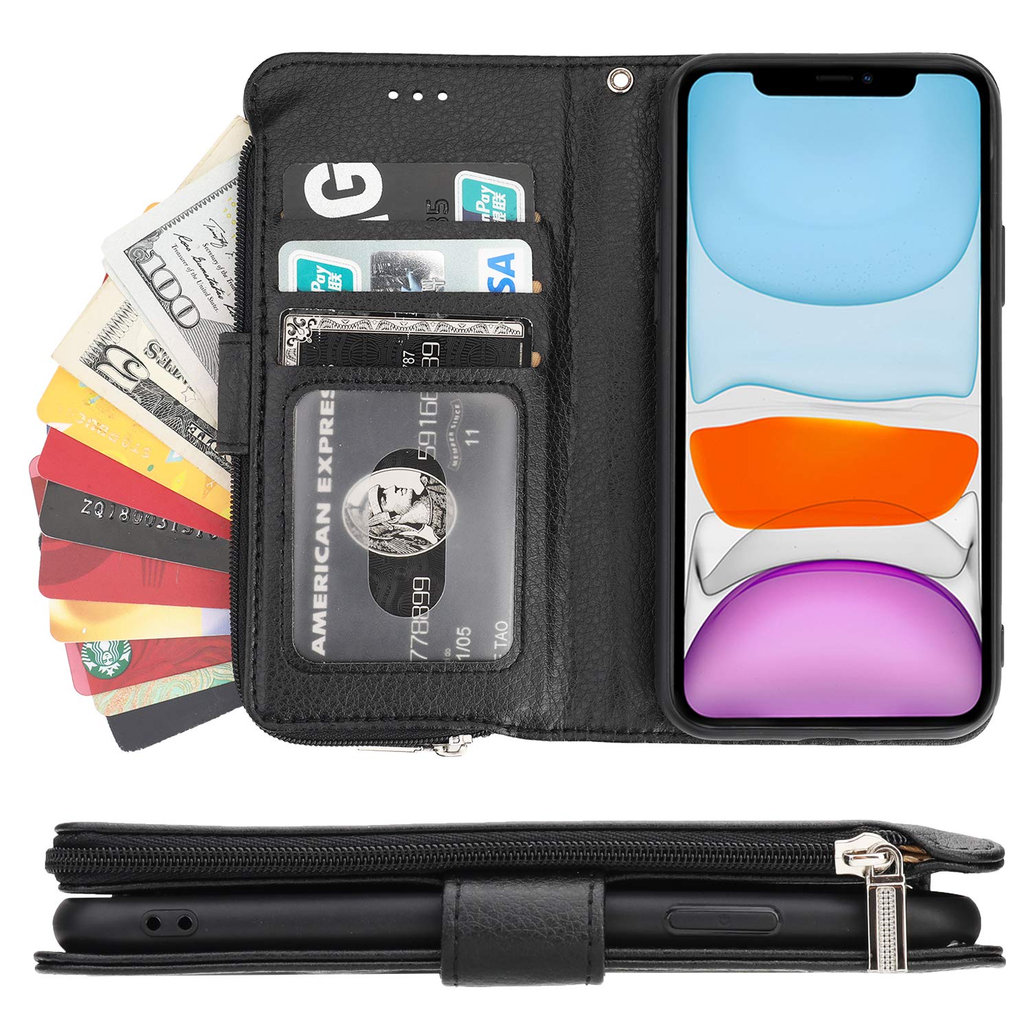Premium PU Leather Magnetic Flip Wallet Case for iPhone 11 (6.1