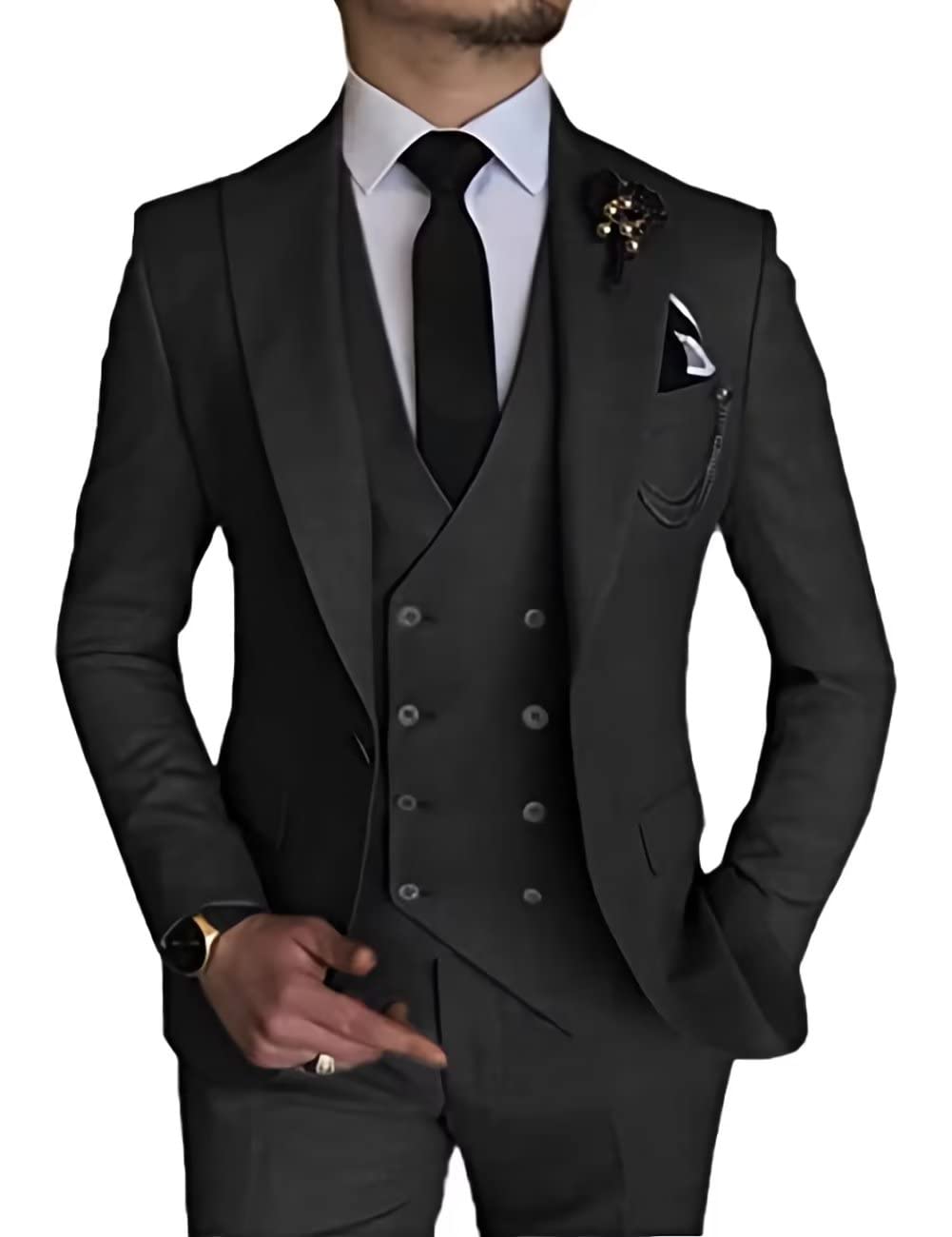 Men's 3 Piece Slim Fit Suit Set - One Button Blazer, Vest & Dress Pants for Business, Wedding & Prom | Formal Office Attire & Special Occasion Outfit
