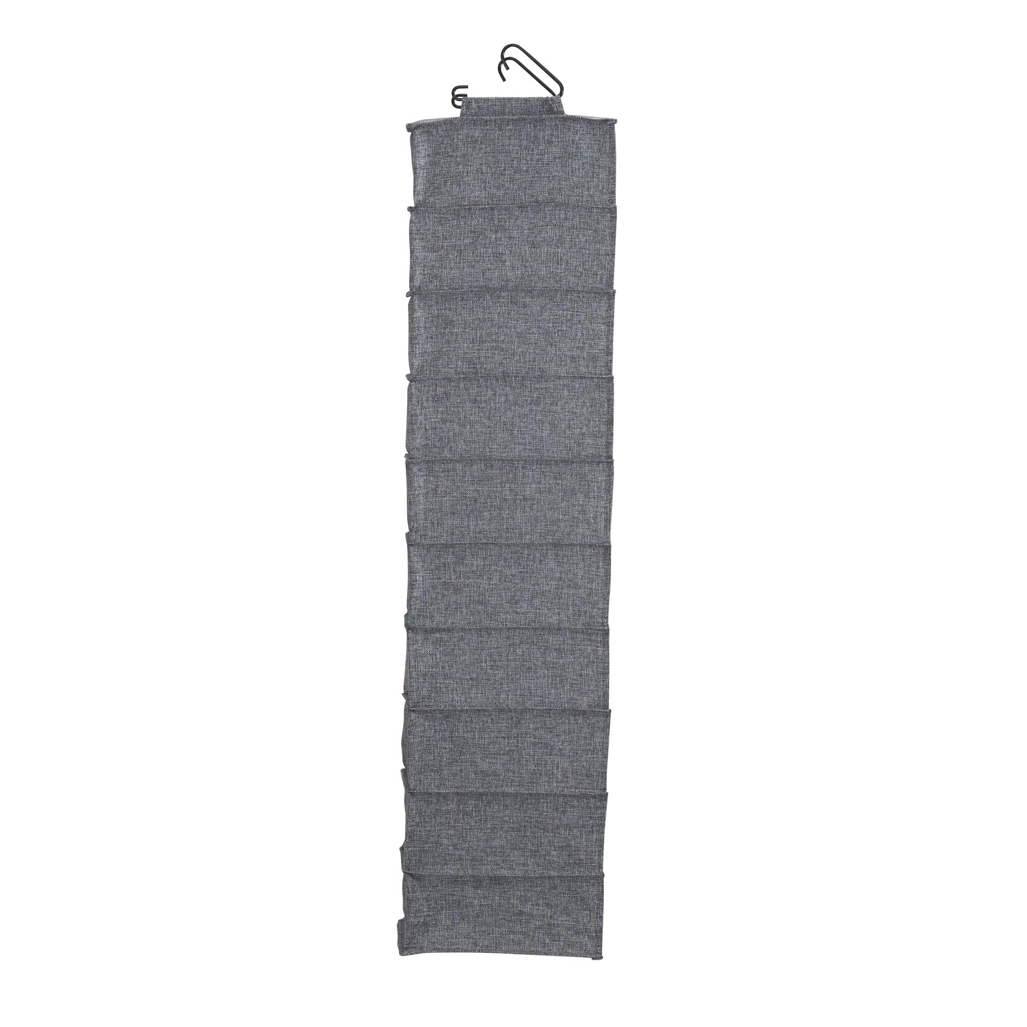 10-Pack Hanging Closet Organizer with Hooks - Space Saving Storage Shelf for Clothes, Shoes & Accessories - Durable Graphite Fabric - Perfect for Bedroom, Closet & Dorm Organization