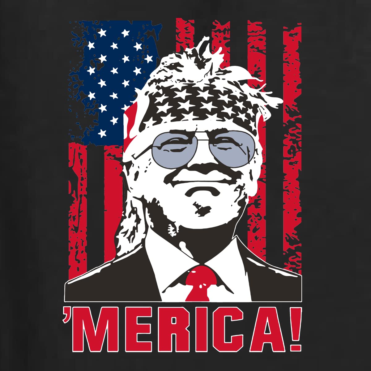 Funny Vintage Trump USA Flag Sleeve Print Political Men's Long Sleeve Shirt - Ultra MAGA Patriotic Tee for Conservative Supporters, Rally Events & Political Satire
