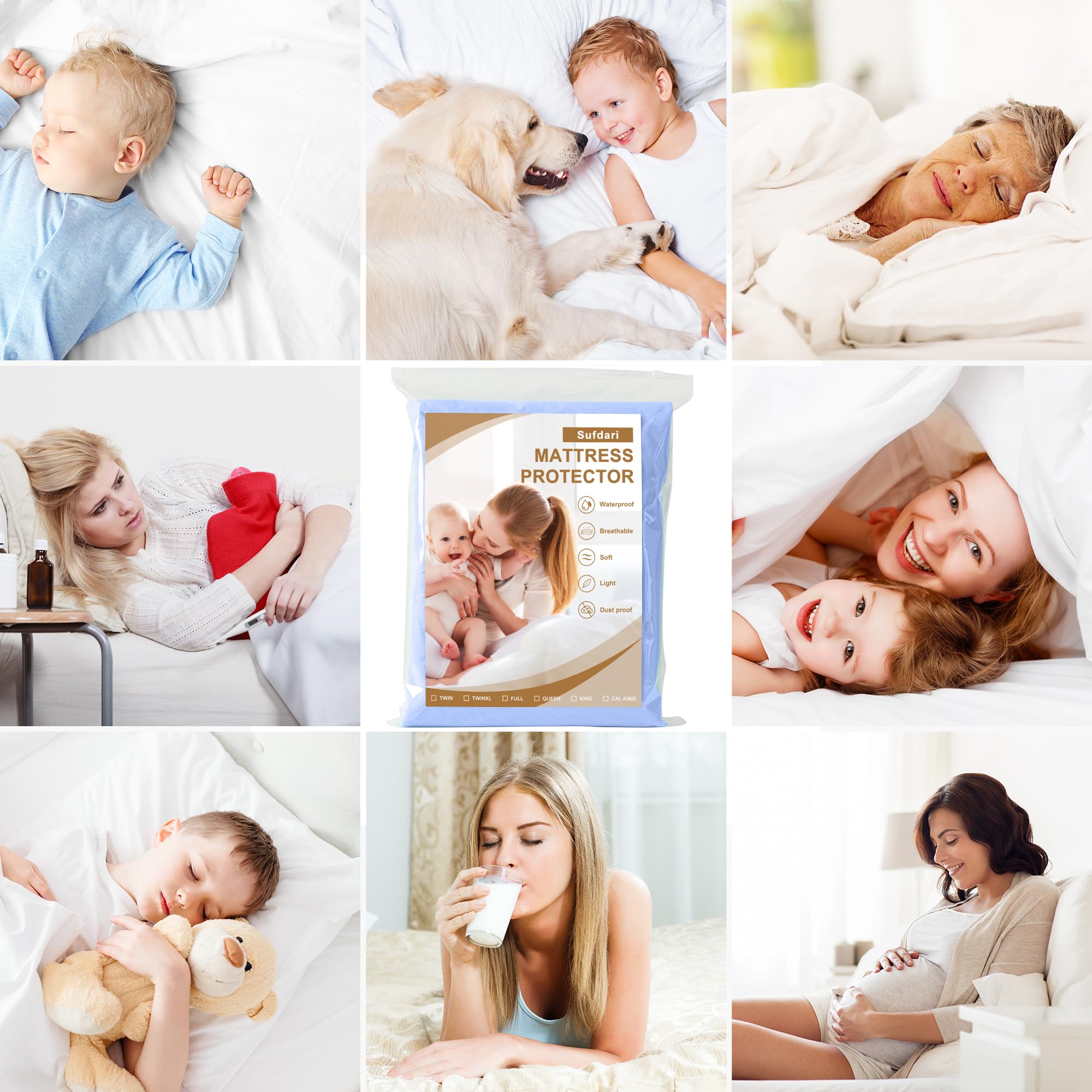 Waterproof California King Mattress Protector - Fitted Sheet Style with 18