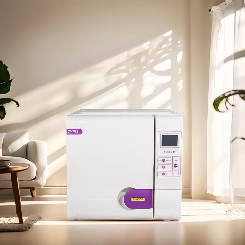 EustomA 18L/23L Class B Autoclave Sterilizer - Full Automatic, 3 Pre-Vacuum Cycles, Blue LCD Display, Benchtop Lab Equipment for Dental Clinics, Hospitals & Laboratories (JQ-23 23L Model) - Perfect for Medical Instrument Sterilization and Laboratory Use