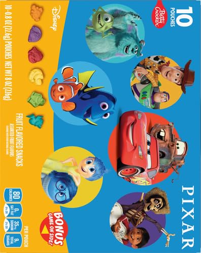 Disney Pixar Fruit Flavored Gummy Snacks - 10 Count Pouches | Kids Lunch Box Treats, Party Favors & Movie Night Snacks