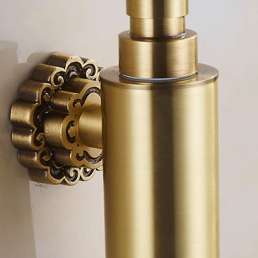 Antique Brass Wall Mounted Liquid Soap Dispenser - Elegant Shampoo & Soap Dispenser Holder for Bathroom, Kitchen, or Salon | Rustproof Bathroom Accessories with Easy One-Hand Operation