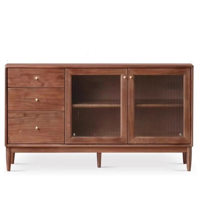 Solid Black Walnut Wood Sideboard Buffet Cabinet - Elegant Dining Room Storage for China, Linens & Entertaining Essentials