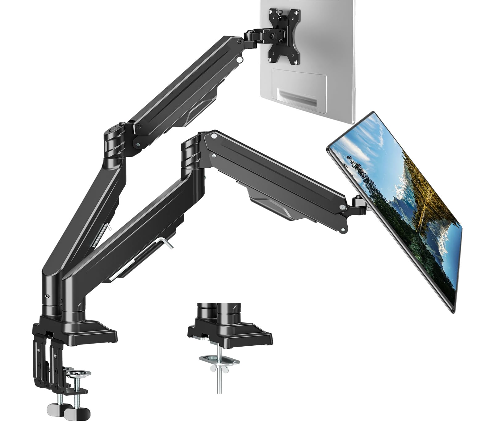 Dual Monitor Stand for 43 Inch Screens - Heavy Duty Ultrawide Monitor Arm Holds 33lbs Each, Adjustable Gas Spring VESA Mount for 2 Monitors - Perfect for Home Office, Gaming Setup & Workstation