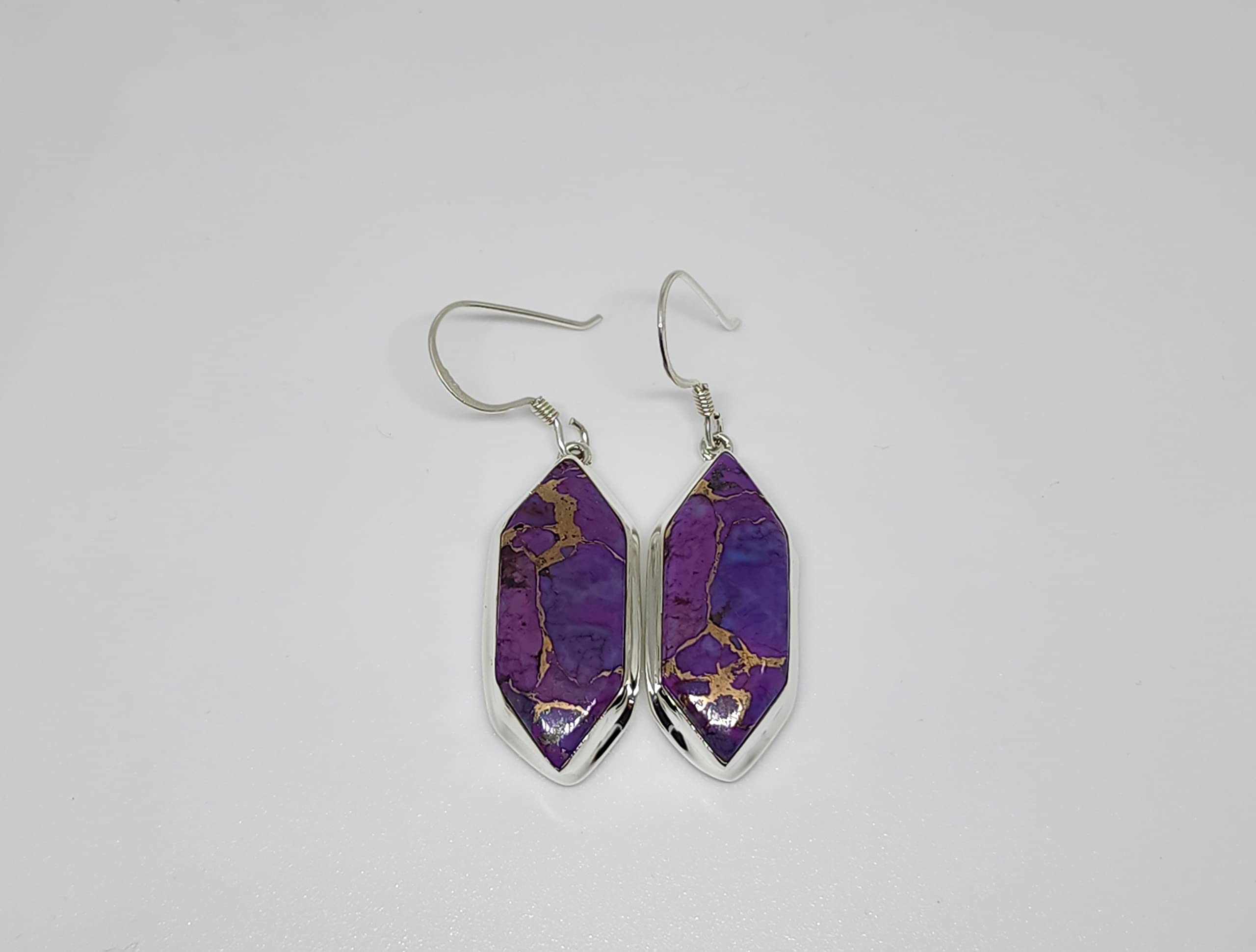 Purple Turquoise Silver Earrings for Women - Elegant Drop Dangles for Gifts & Parties