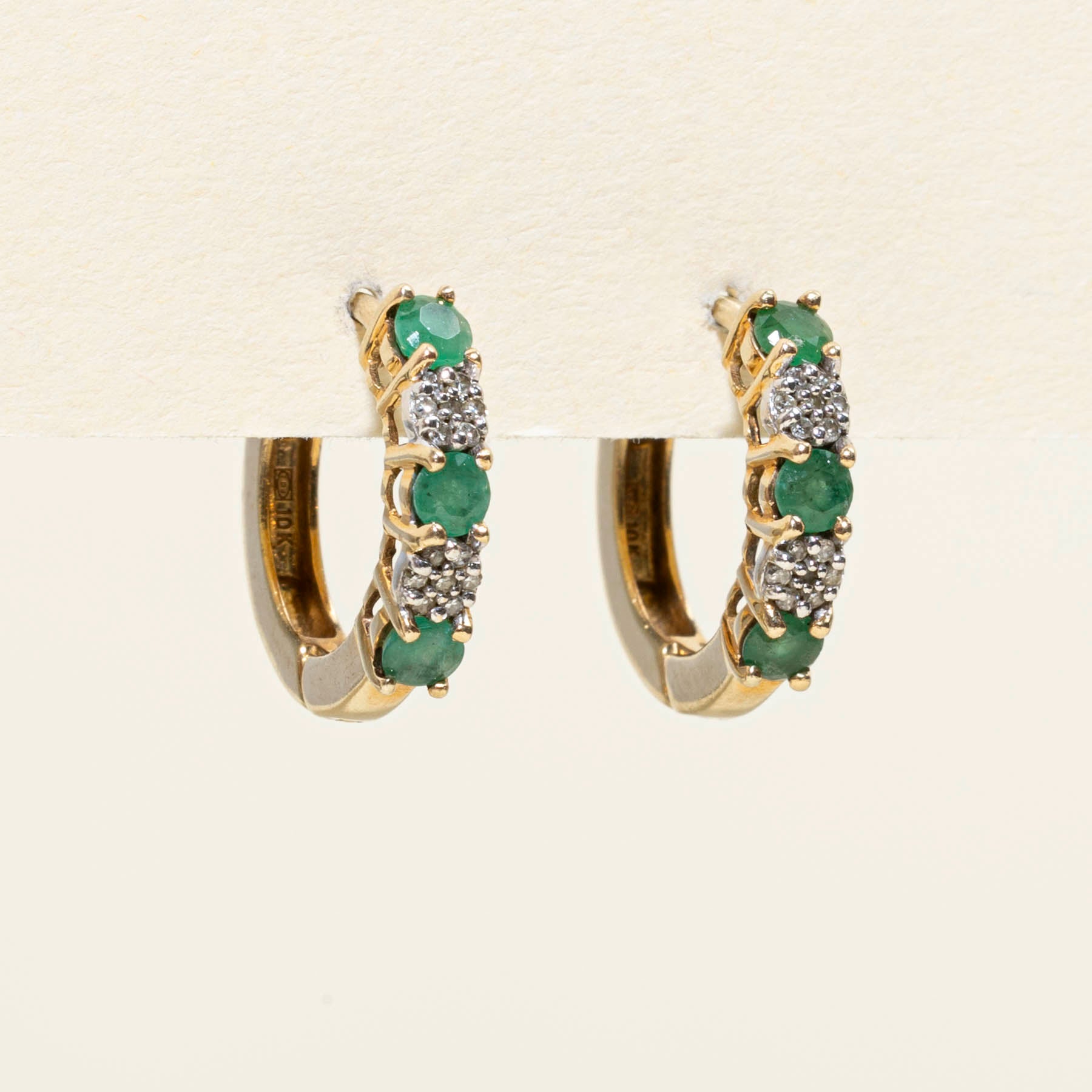 Emerald and Diamond Huggie Earrings 0.50ctw (0.11ctw Each) - Elegant Green Gemstone Hoop Earrings for Women, Perfect for Weddings, Parties & Everyday Wear