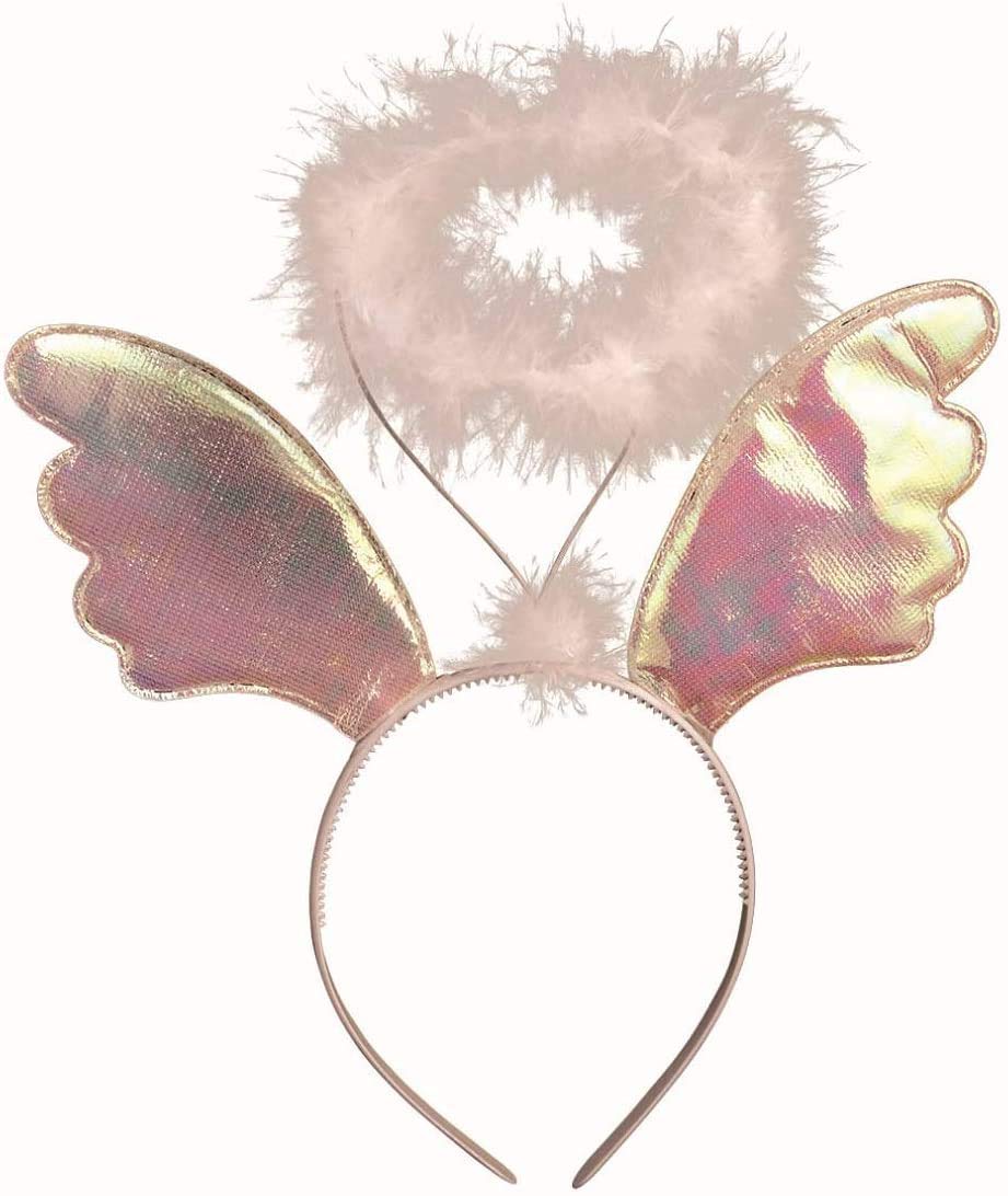 PMU Angel Wings and Halo Headband Set of 12 - Perfect for Christmas Pageants, Halloween Costumes, and Fairy Themed Birthday Parties