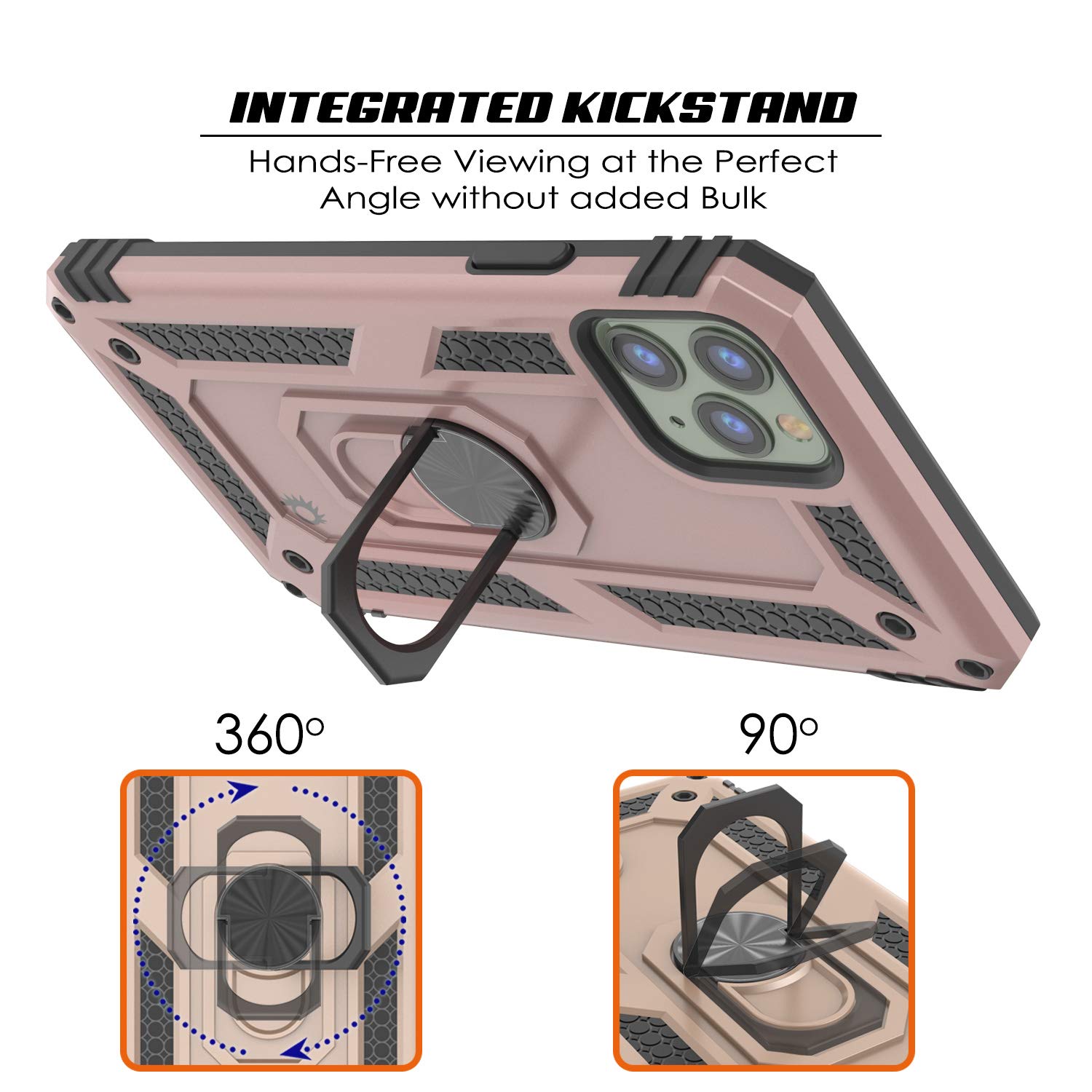 PunkCase for iPhone 11 Pro Max - Military Grade Protective Case with Metal Ring Grip & Kickstand | Dual Layer ArmorShield Series | Full Body Protection for iPhone 11 Pro Max (6.5 Inch) | Rose Gold | Perfect for Outdoor Activities, Travel & Daily Use