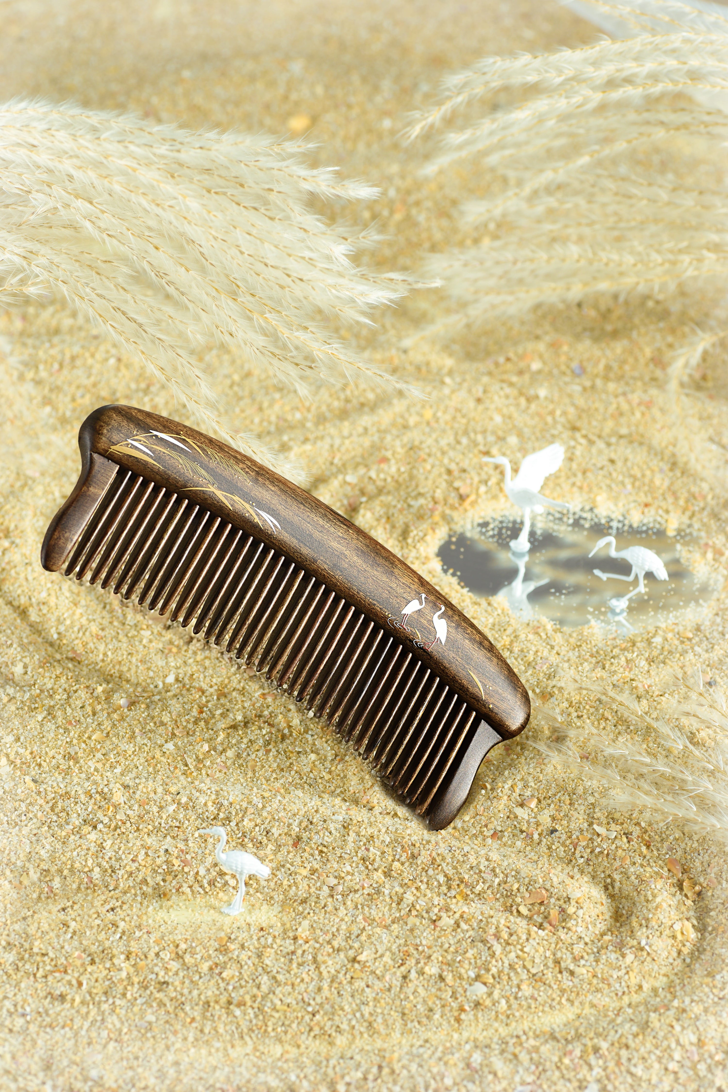 Premium Green Reed Hair Comb with Inlaid Teeth - Natural Styling & Detangling for Smooth, Shiny Hair - Perfect for Daily Use, Travel & Salon Styling