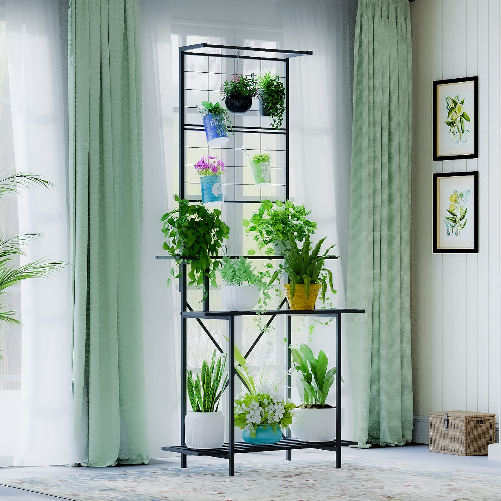 Heavy Duty Hanging Plant Pot Shelf Rack - Multi Layer Plant Stand for Indoor Outdoor Use, Home Garden Balcony Decor - Perfect for Small Spaces, Vertical Gardening & Displaying Succulents, Herbs, Flowers
