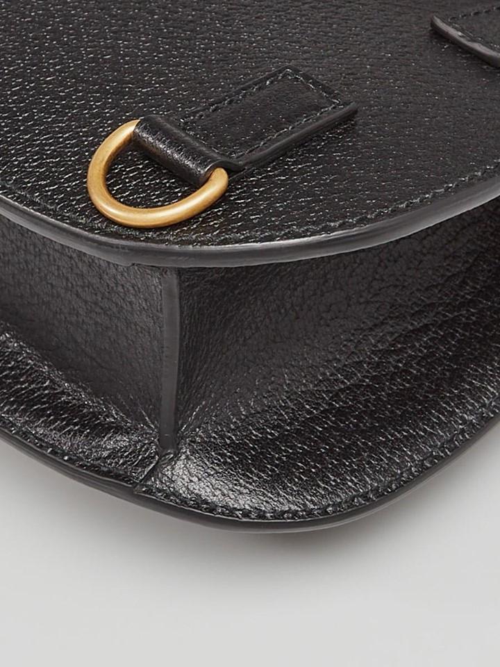 Gucci Black Leather Crossbody Animalier Saddle Bag for Women - Perfect for Casual Outings, Date Nights & Travel Accessories