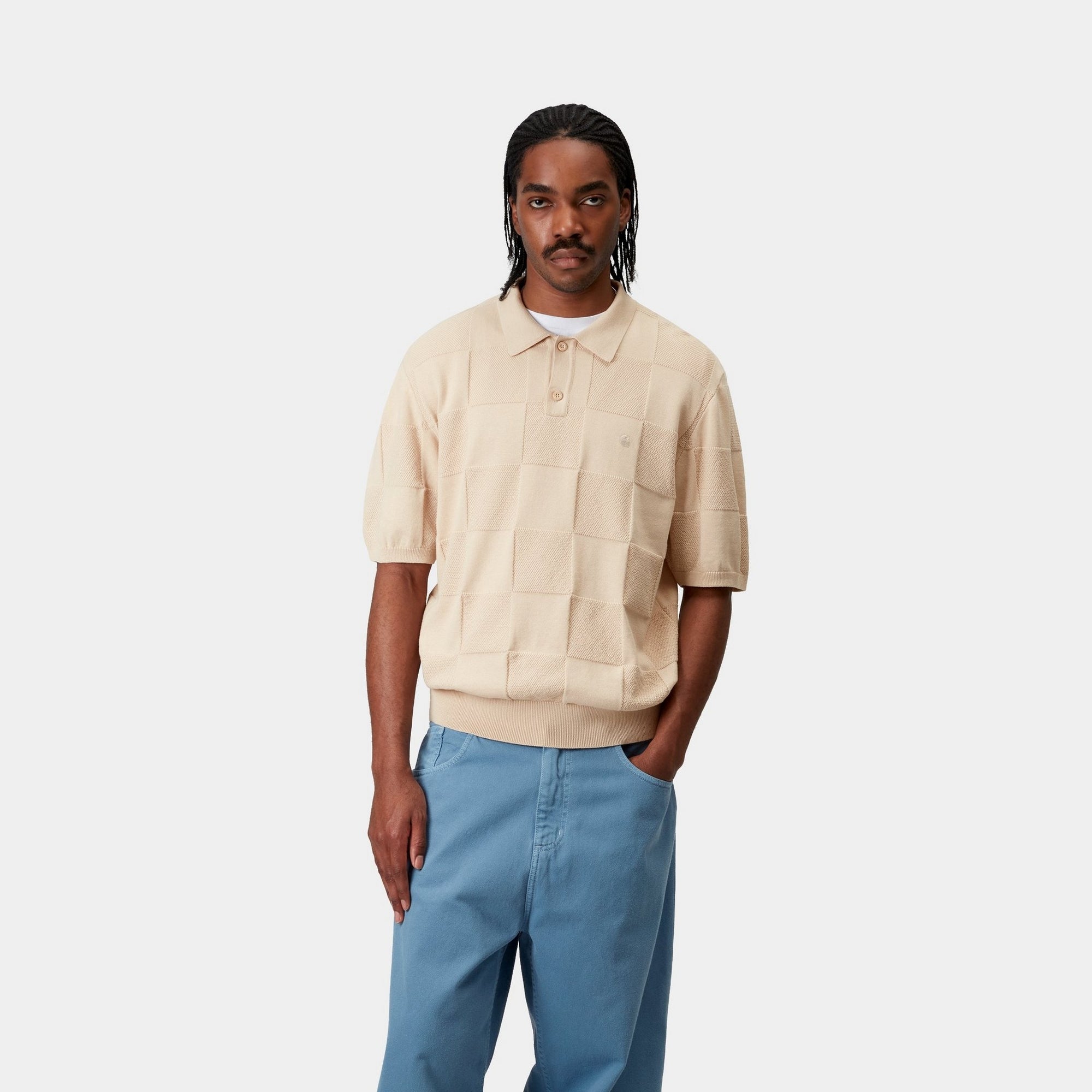 Checker Polo Shirt for Men - Classic Fleur De Sel Design | Comfortable Cotton Blend | Perfect for Golf, Casual Wear & Office Outfits