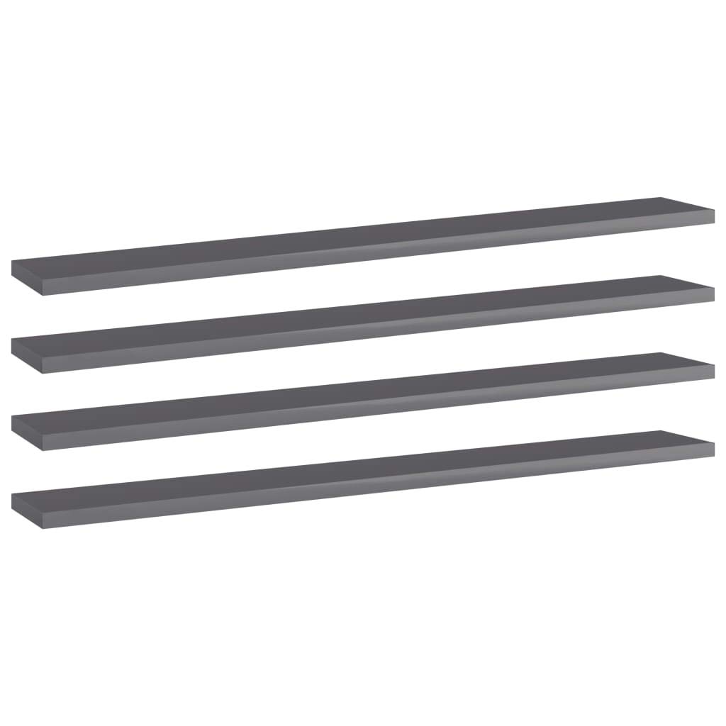 4-Pack High Gloss Gray Bookshelf Replacement Panels - Floating Shelves for Book Storage & Display - Organizer Shelves for Bookcases, Home Office & Living Room Decor (Accessories Not Included)