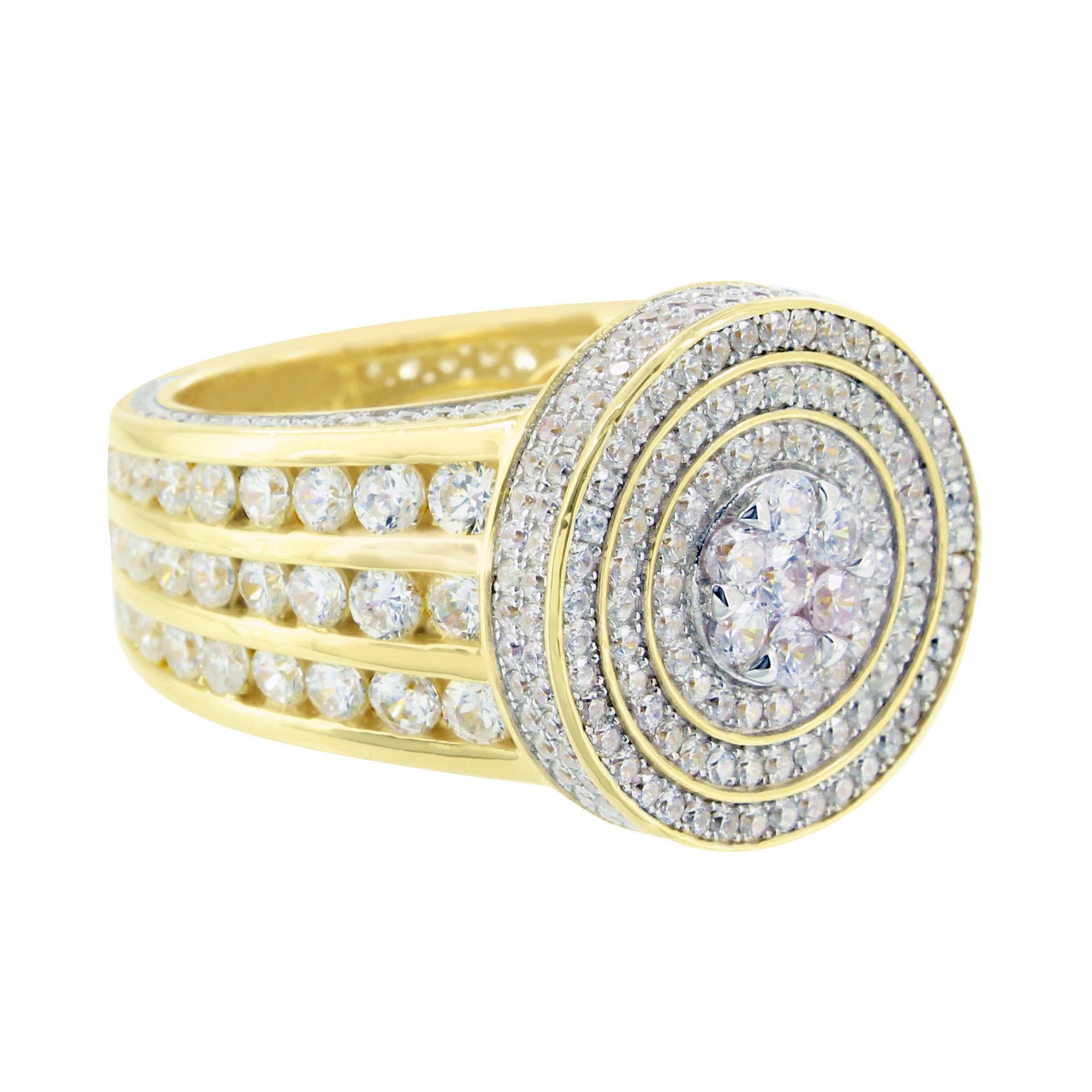 Simulated Diamond Men's Ring - 925 Sterling Silver Round Cluster Wedding Band for Men | Perfect for Engagement, Anniversary & Special Occasions