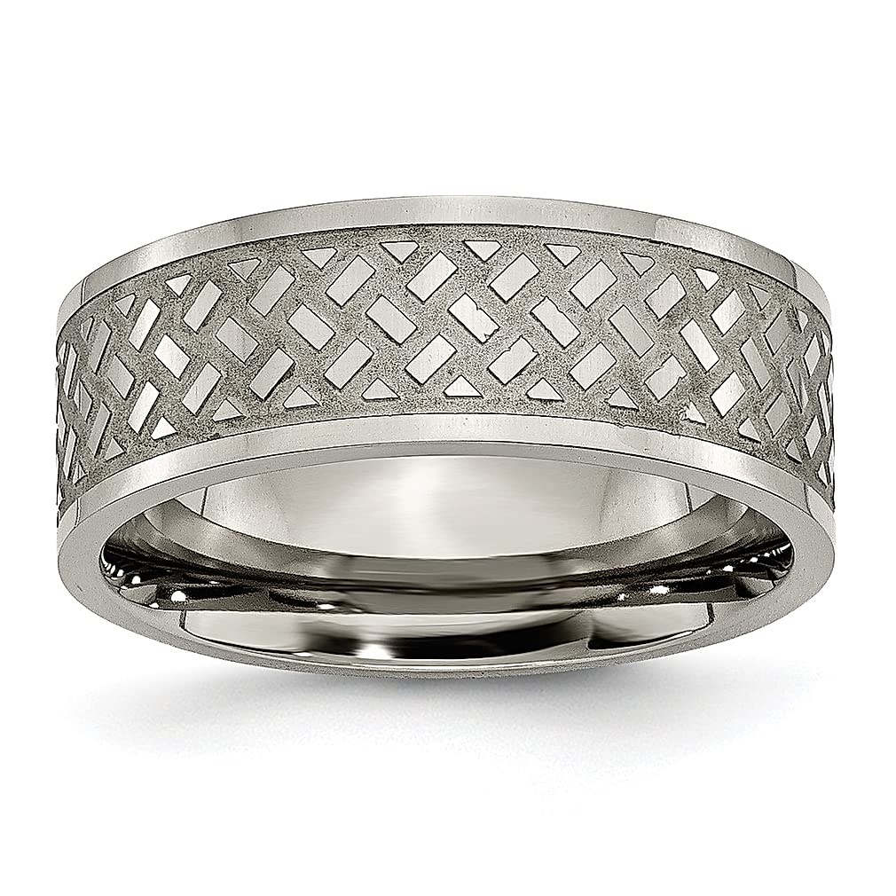 ICE CARATS Titanium 8mm Weave Design Wedding Ring Band - Elegant Fashion Jewelry for Women, Anniversary Gift for Her - Perfect for Engagement, Wedding & Special Occasions