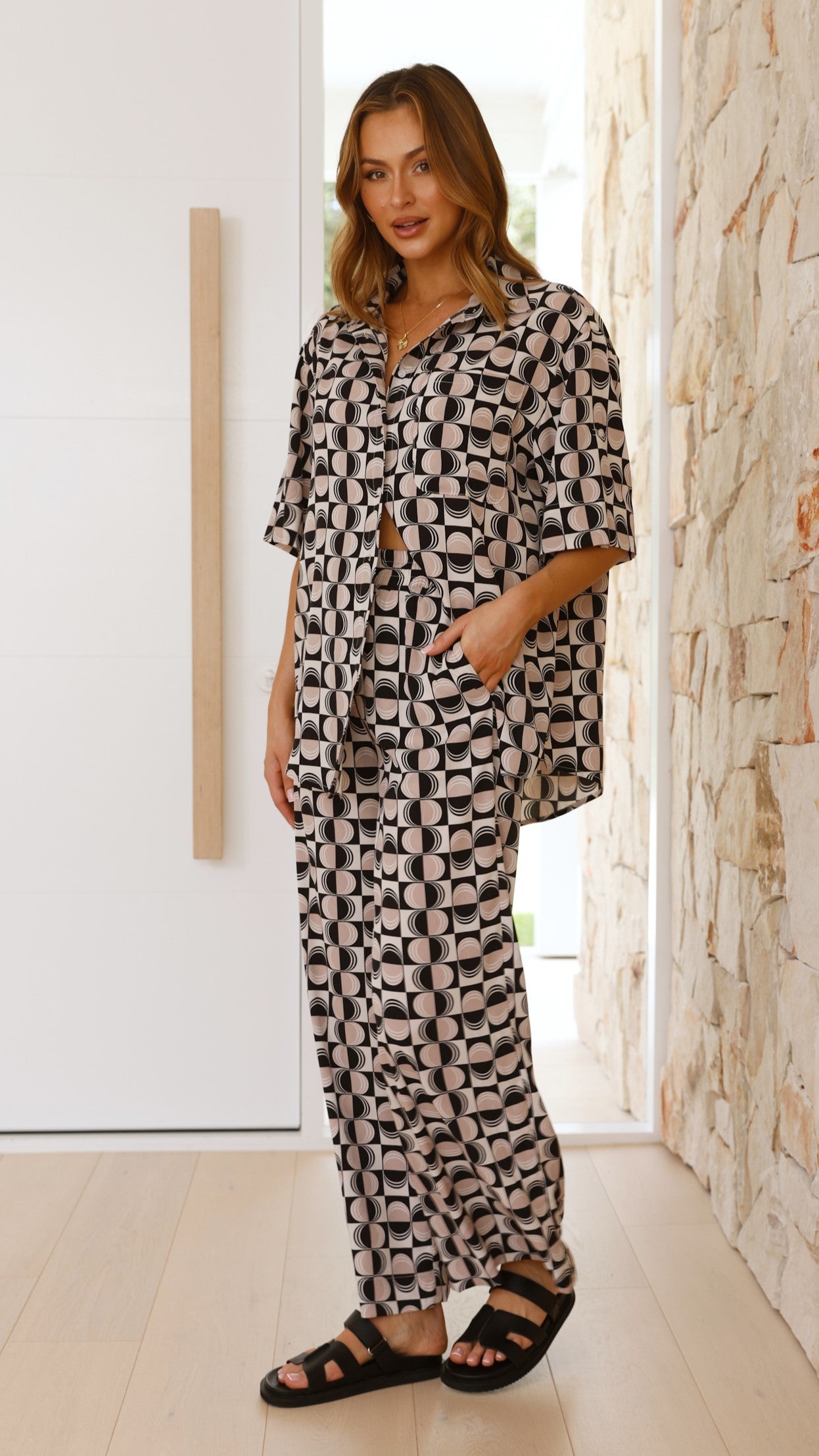 Annie Button Up Shirt with Palermo Print - Stylish Women's Blouse for Office, Casual Wear & Travel