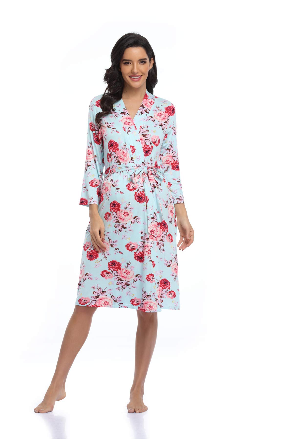 Floral Maternity Robe for Women - Soft Nursing & Delivery Hospital Gown, Comfortable Pregnancy Sleepwear for Breastfeeding, Postpartum Recovery & Relaxing at Home