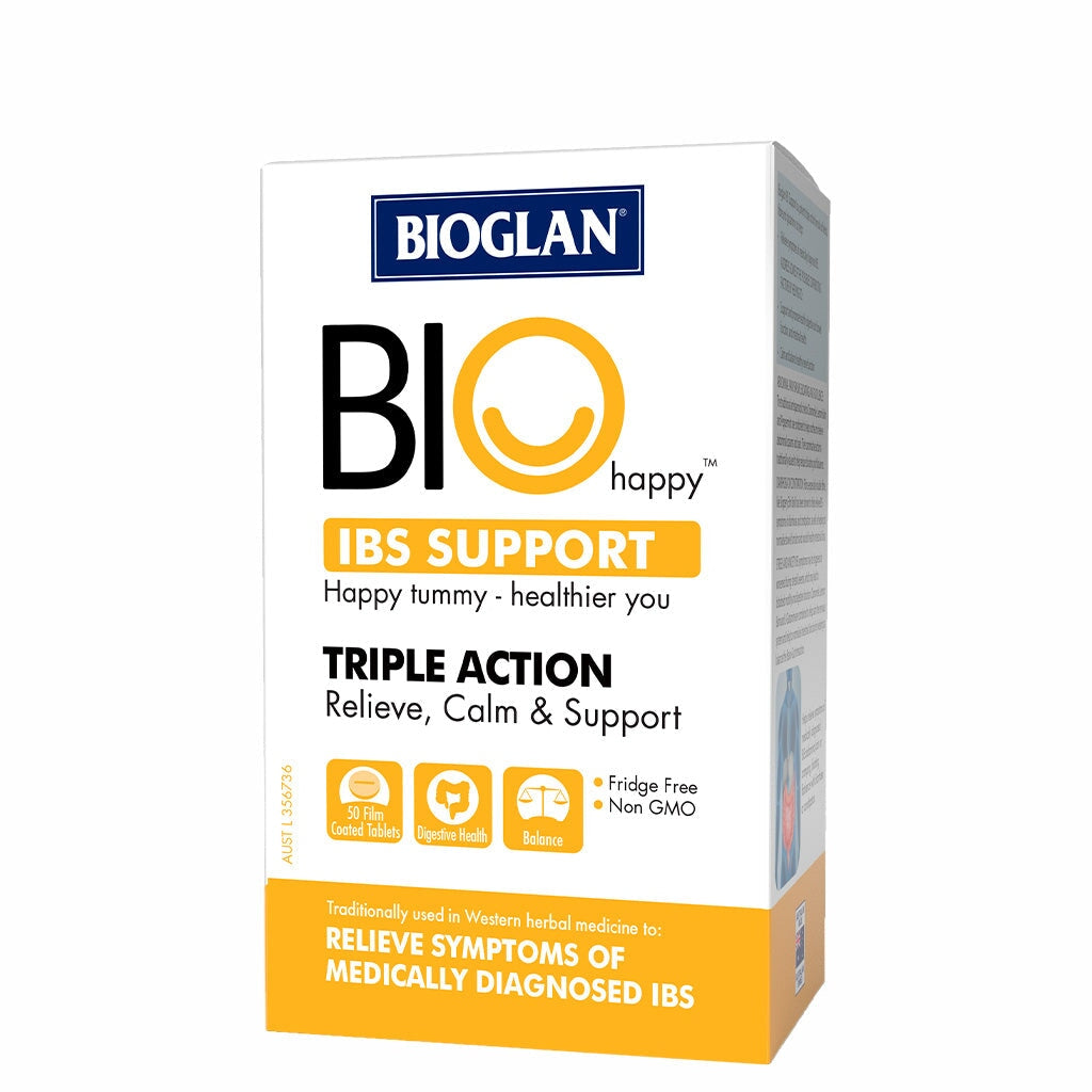 Bioglan Bio Happy IBS Support Supplement - Natural Digestive Relief for Irritable Bowel Syndrome | Supports Gut Health & Comfort - Ideal for Travel, Work & Daily Wellness