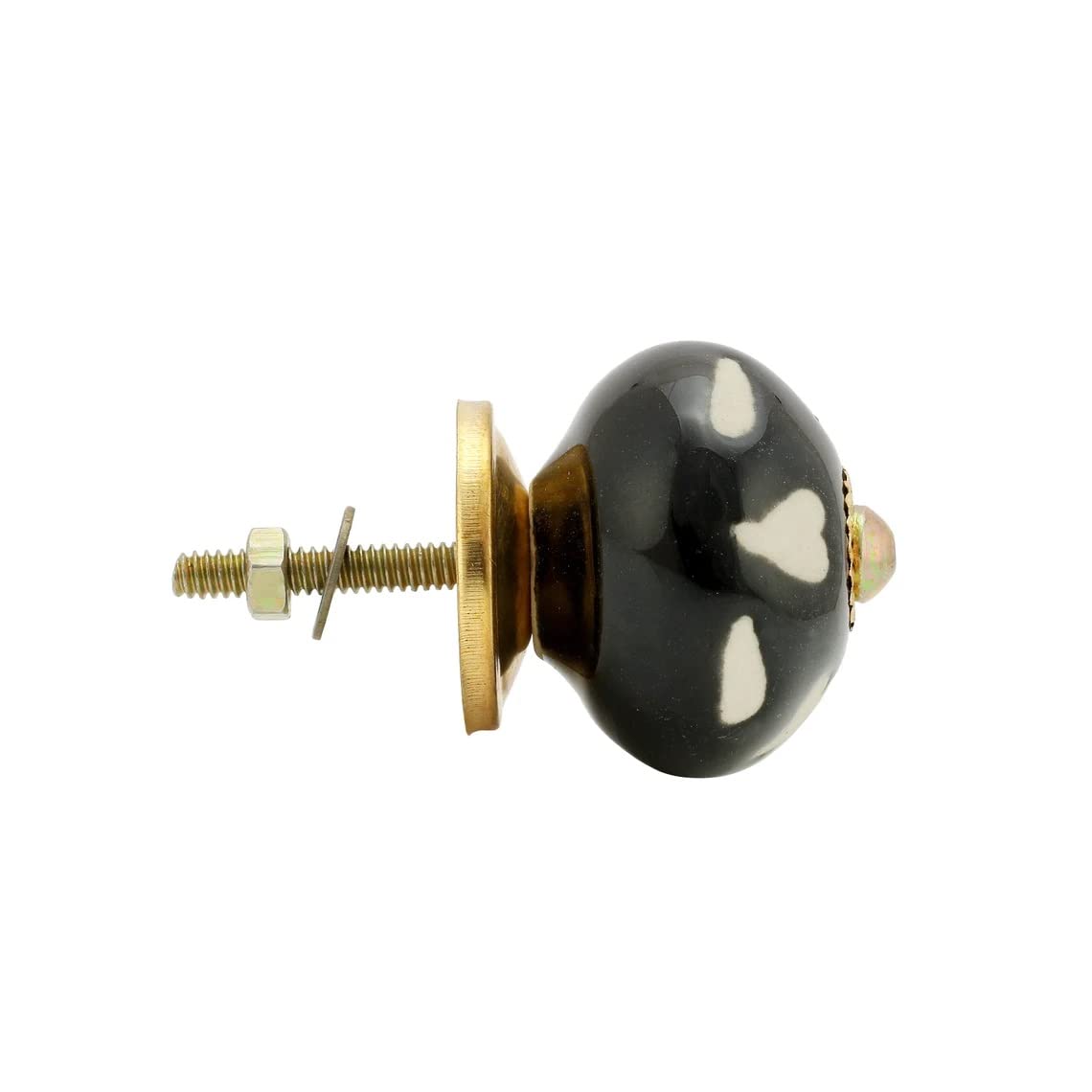 Handmade Black and White Ceramic Cabinet Knobs and Drawer Pulls - 6-Pack for Kitchen, Dresser, Vanity & Almirah | Durable & Stylish Hardware for Home Decor