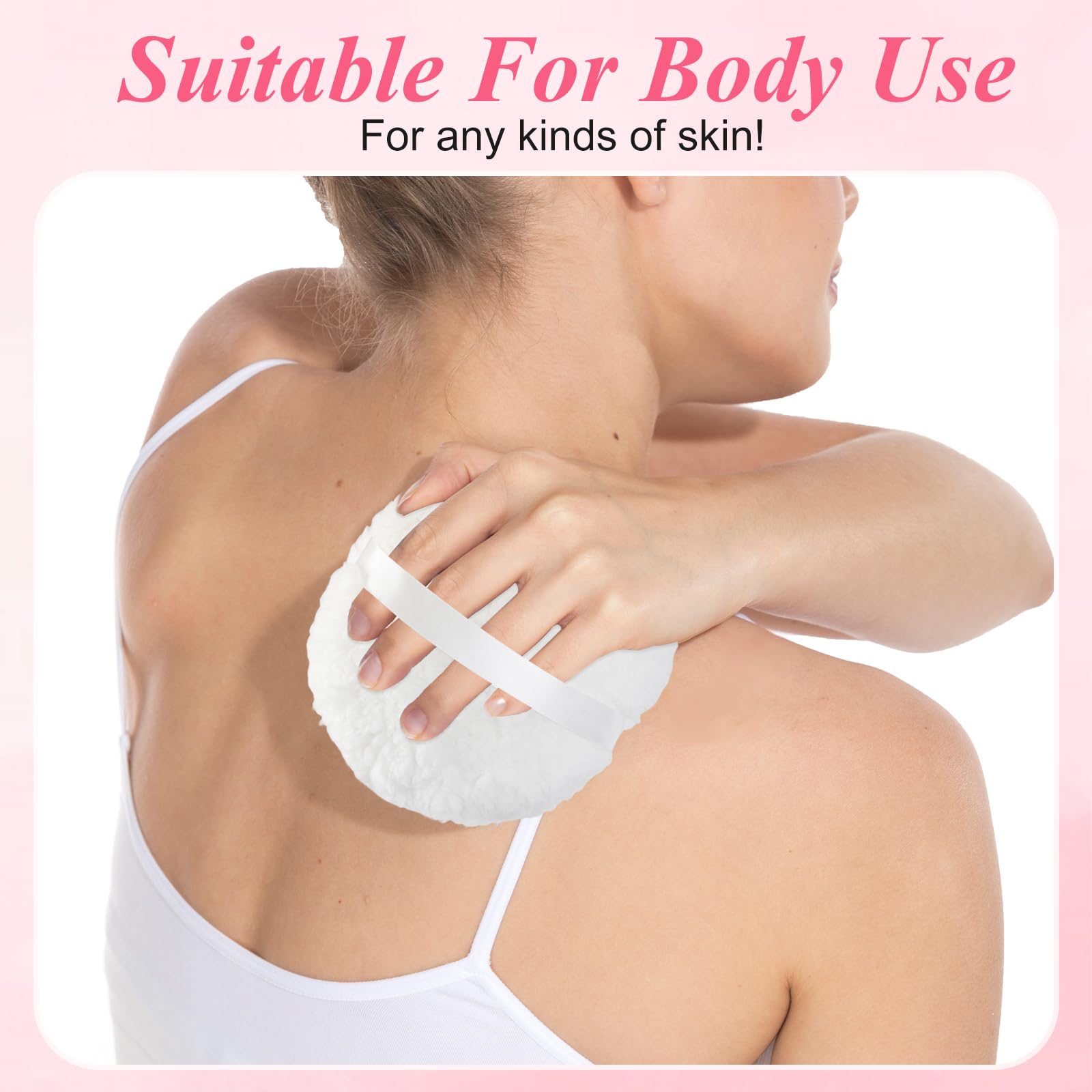 6 Inch Large Powder Puff for Body Powder - Soft Washable Makeup Sponge with Container - Face & Body Powder Applicator for Women (White) - Perfect for Loose Powder, Setting Powder & Body Talc Application