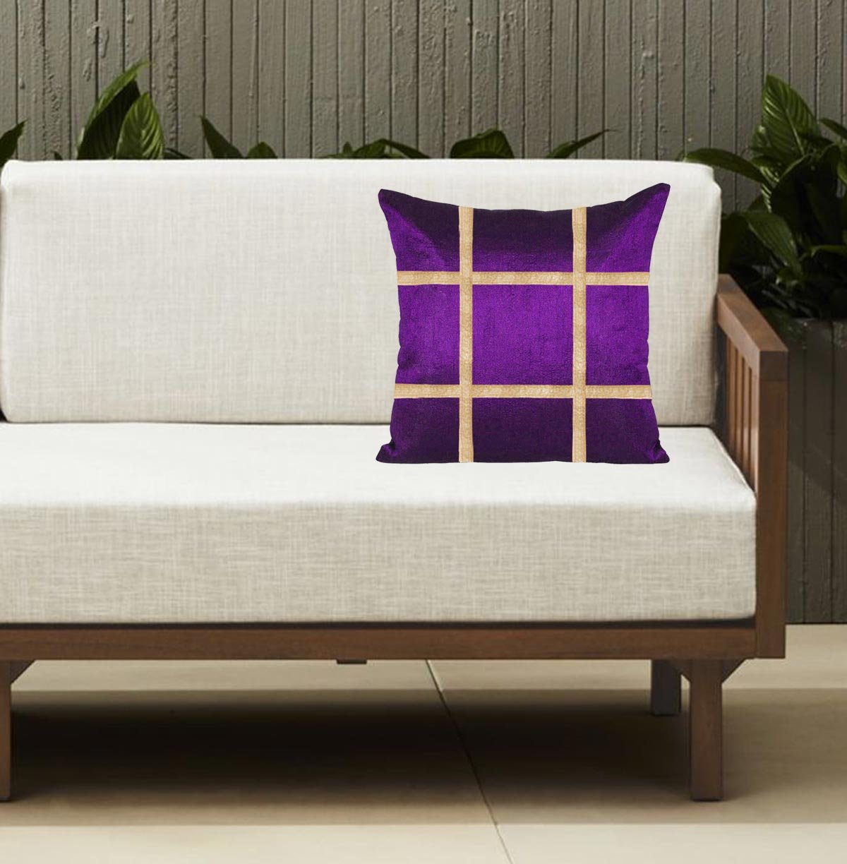 Luxury Purple Silk Pillow Covers Set of 5 - 16x16 Inch Decorative Cushion Cases for Sofa, Bed & Home Decor - Elegant Poly Dupion Fabric for Living Room, Bedroom & Lounge