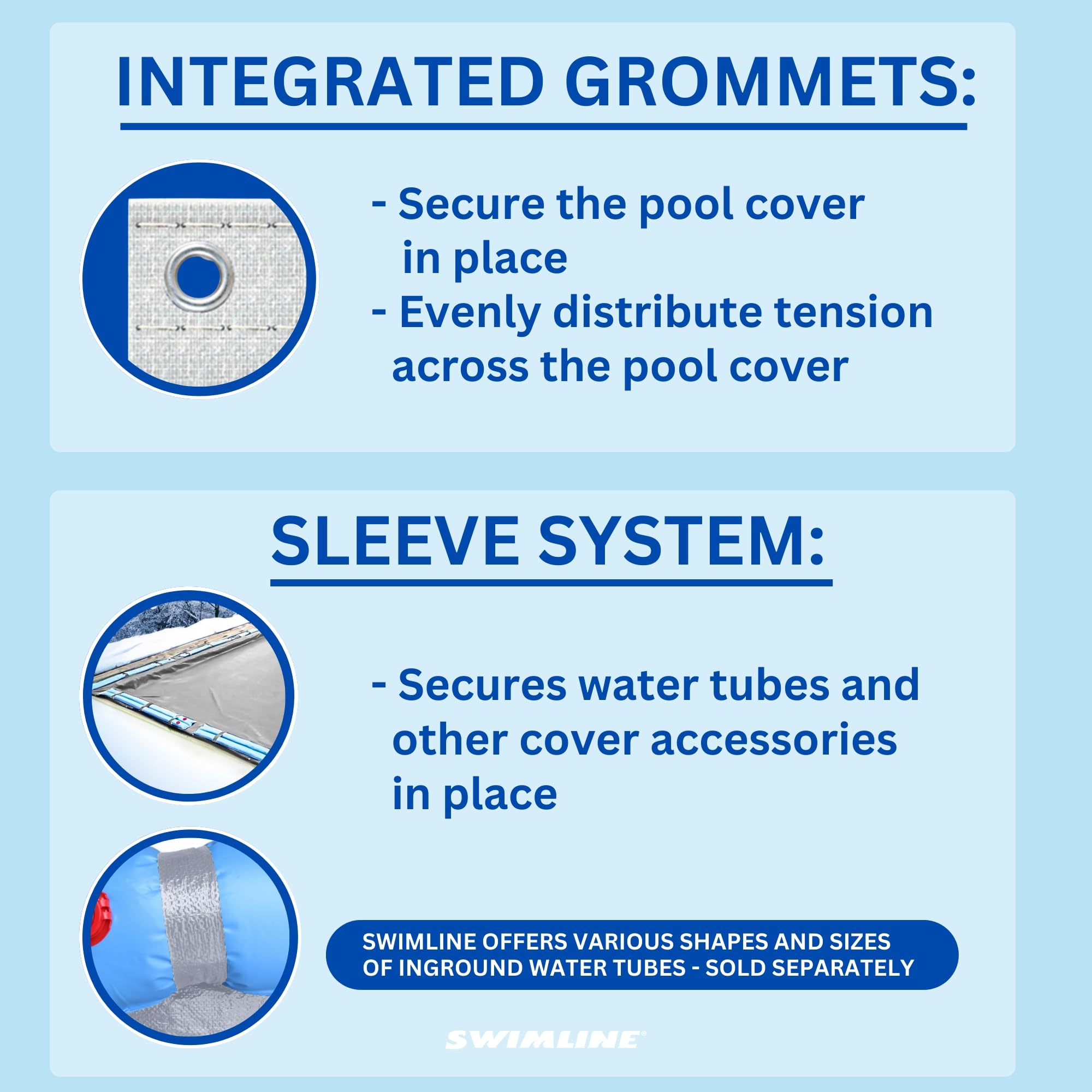 SWIMLINE HYDROTOOLS Silver King Heavy Duty Above Ground Pool Cover - 35x55 FT, UV Protected, Water Tube Sleeves - Silver/Black Rectangle Cover for 30x50 FT Pools | Durable Winter Protection for Inground & Above Ground Swimming Pools