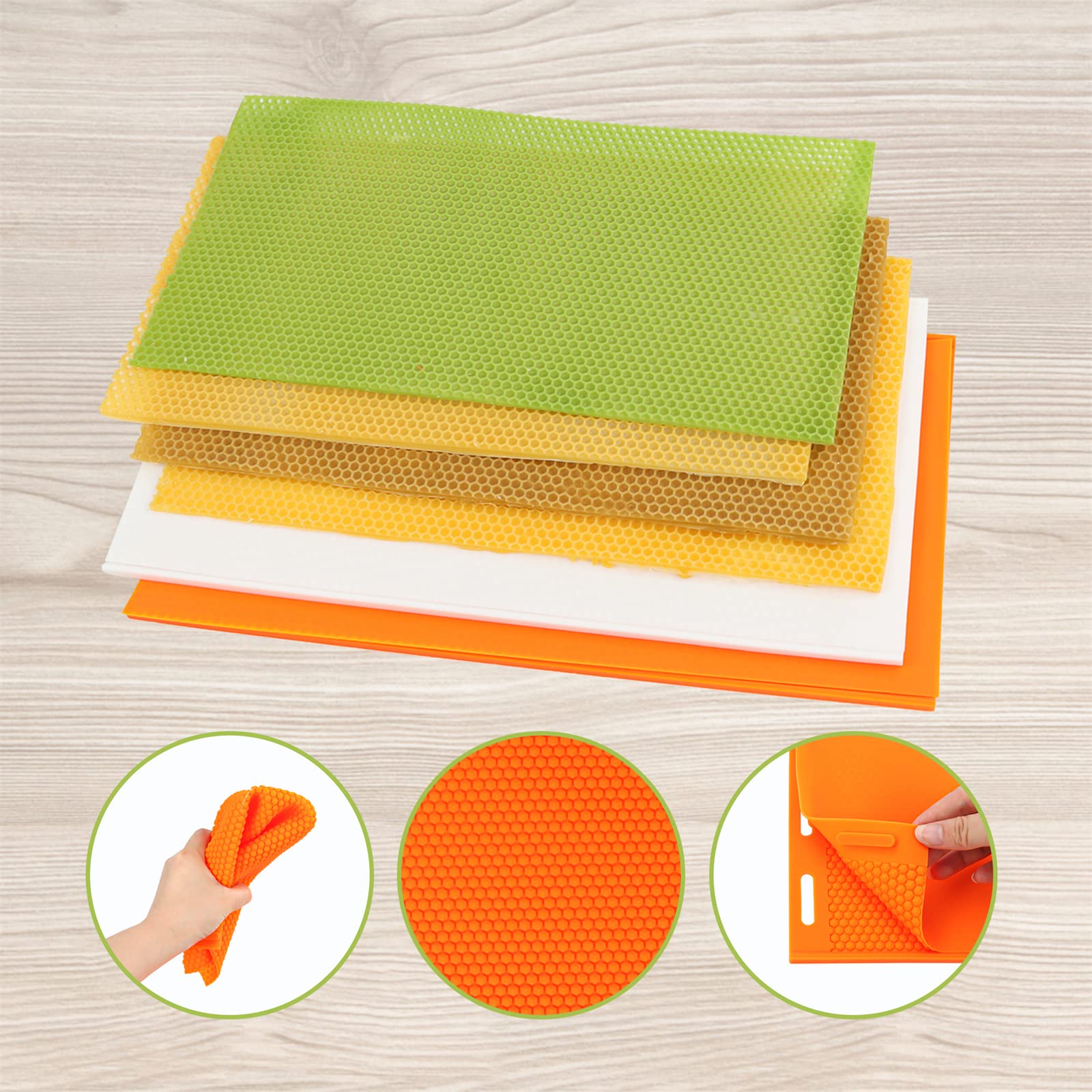 Premium Beeswax Foundation Press Mold - Flexible Silicone Beehive Wax Sheet Tool for Beekeepers | Durable & Reusable Beekeeping Equipment | Perfect for DIY Honeycomb Production & Hive Maintenance (Blue)