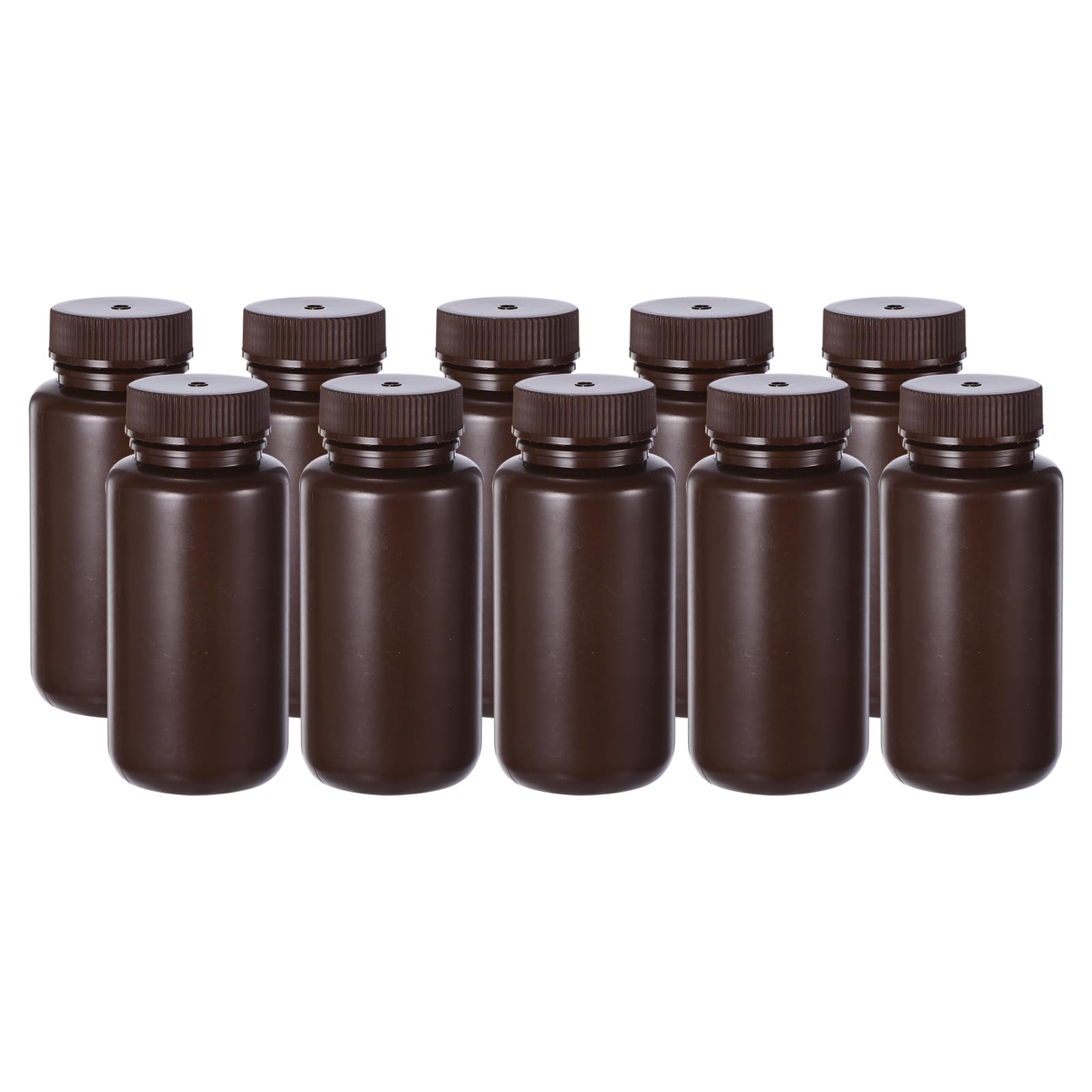 12 Pack 250ml Amber Reagent Bottles with Screw Caps - PE Wide Mouth Round Bottles for Lab, Water, Reagent Liquids & Solid Sample Storage | Ideal for Chemistry Experiments, Scientific Research & DIY Projects