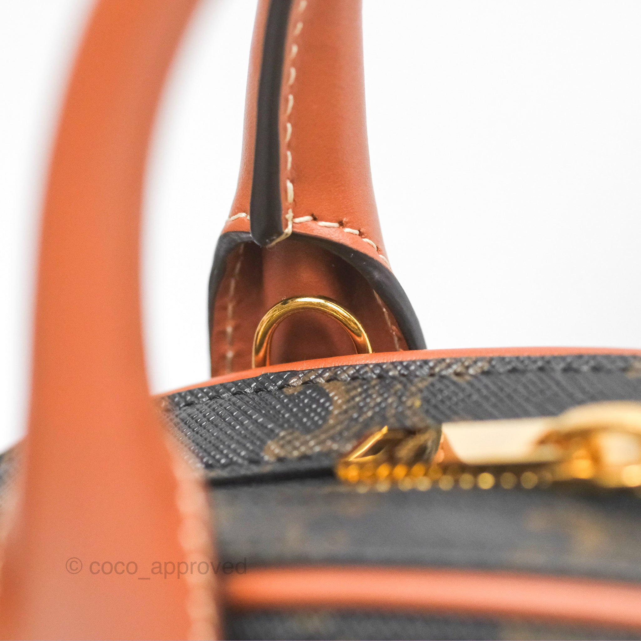 Celine Mini Bowling Bag in Triomphe Canvas & Tan Calfskin Leather - Stylish Crossbody Purse for Women, Perfect for Work, Travel & Everyday Use