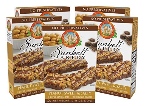 Sunbelt Bakery Peanut Sweet & Salty Granola Bars - 5 Boxes (50 Bars Total) | No Preservatives, Non-GMO, Gluten Free | Healthy Snacks for Hiking, Office & School Lunch