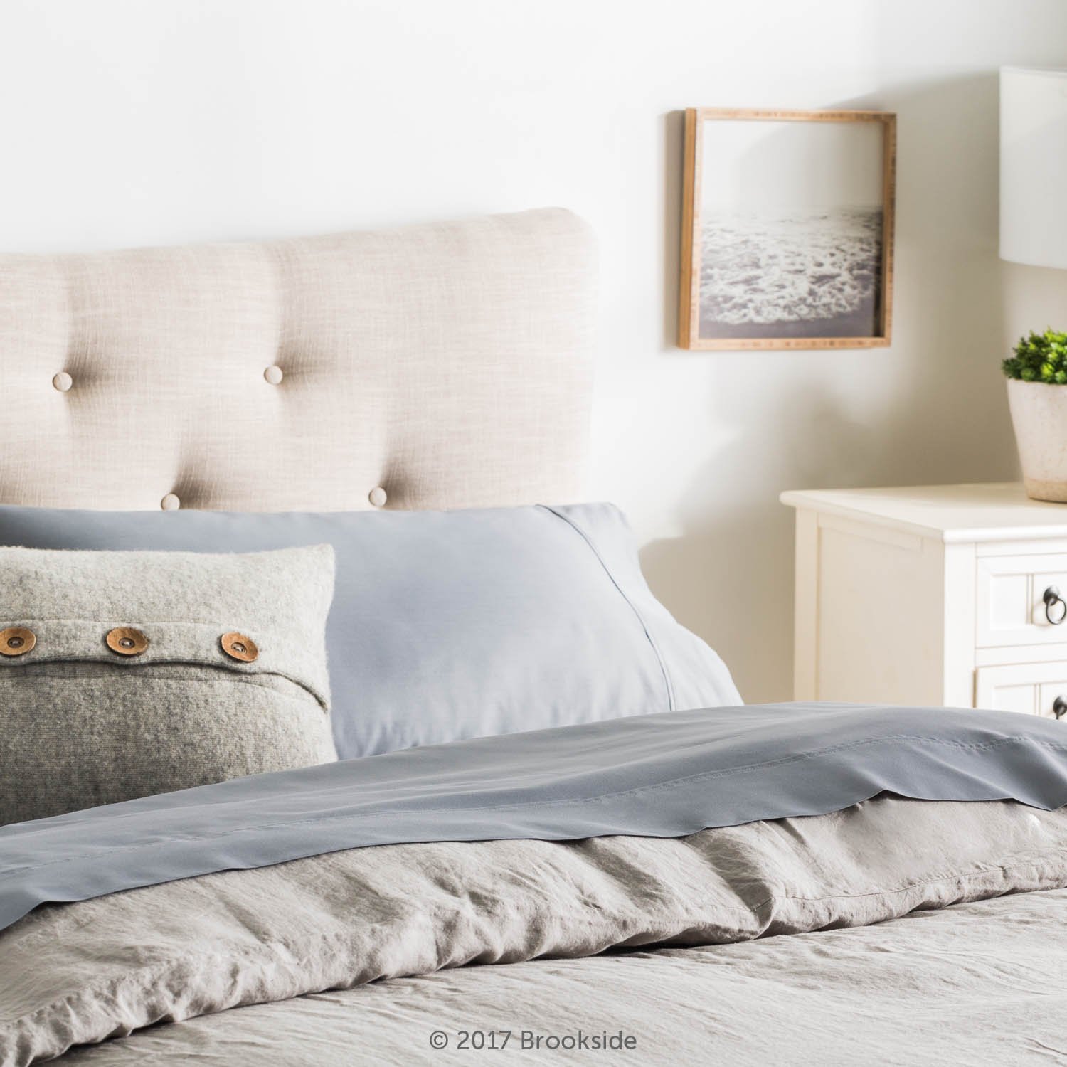Brookside Cotton Blend Sheet Set - Wrinkle Resistant, Hypoallergenic, Easy Care Fabric with Rich Cotton Feel - Split California King Size in Slate - Perfect for Master Bedrooms, Guest Rooms & Luxury Hotels