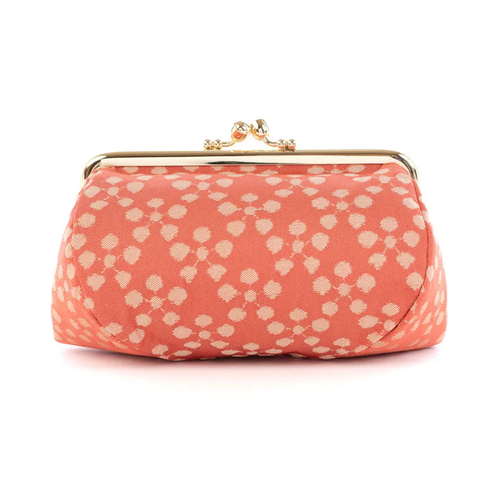 Handmade Kyoto Nishijin Silk Pouch - Plum Blossom & Rose Design | Japanese Traditional Gamaguchi Cosmetic Bag | Makeup Organizer, Travel Toiletry Case, Stationery Pouch & Purse Insert (Perfect for Daily Essentials, Gift Giving & Japanese Culture Lovers)