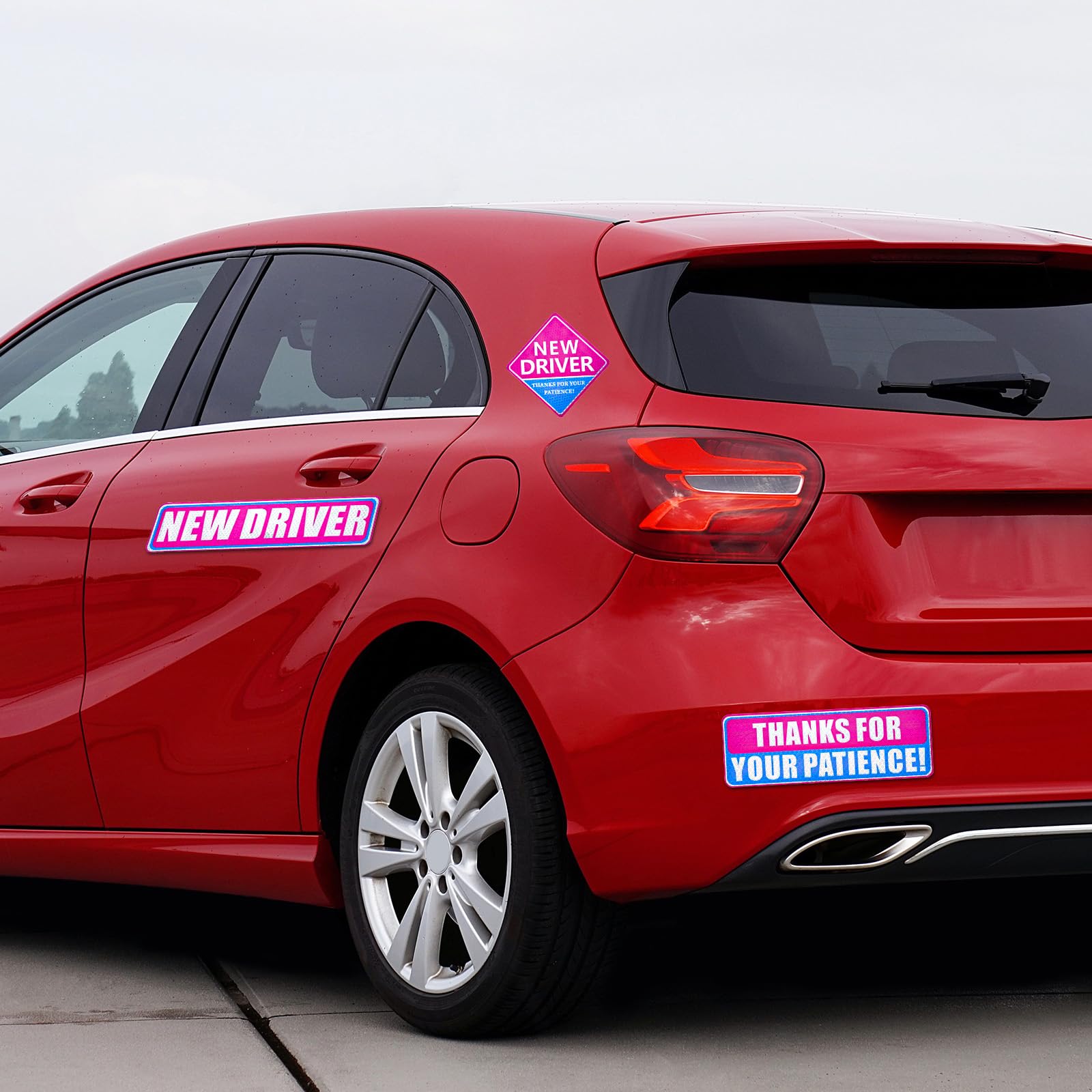 3-Piece New Driver Magnet Set for Cars - Reflective Magnetic Bumper Stickers with 