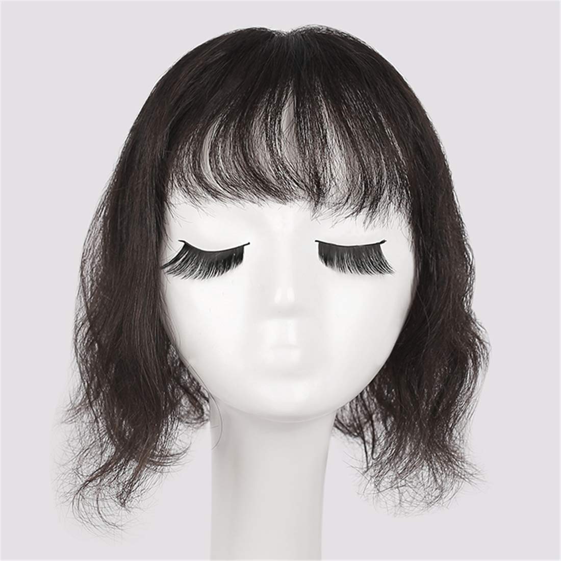 Natural Wavy Real Human Hair Topper with Bangs for Women - 3
