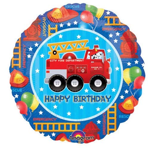 Fire Engine Truck Party Supplies - 11 Piece Balloon Bouquet Decorations Kit for Kids Birthday, Baby Shower & Firefighter Theme Decor